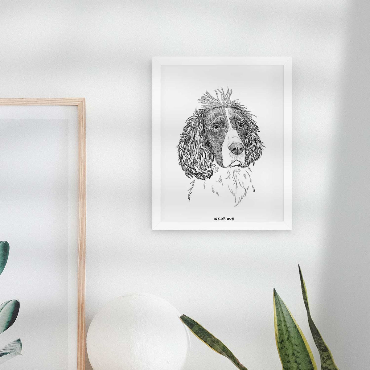 Doodled Fern the English Springer Spaniel Art Print