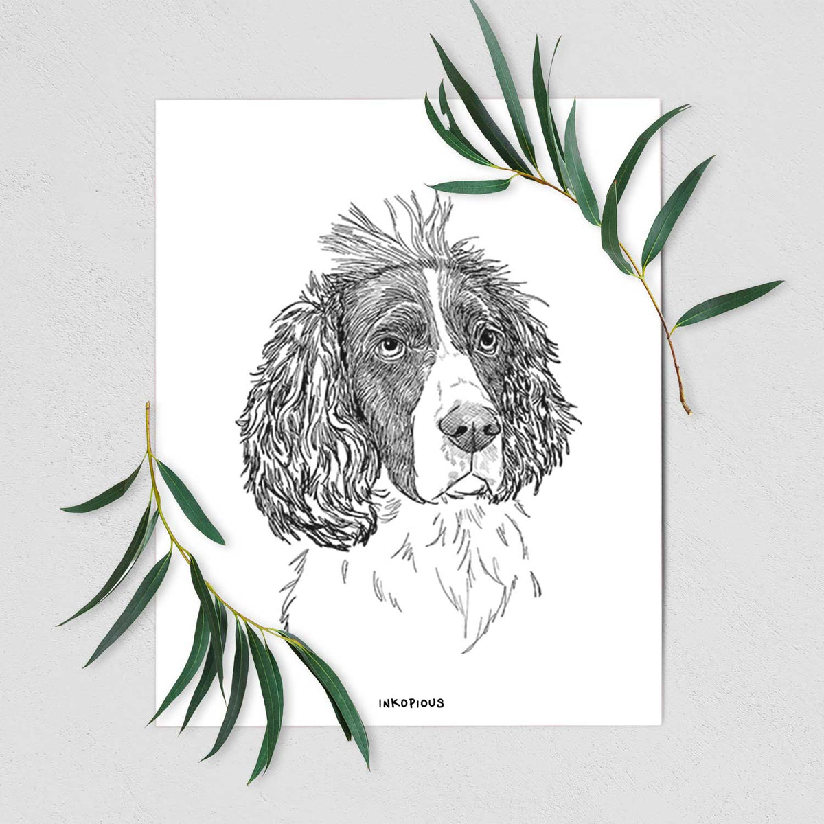 Doodled Fern the English Springer Spaniel Art Print