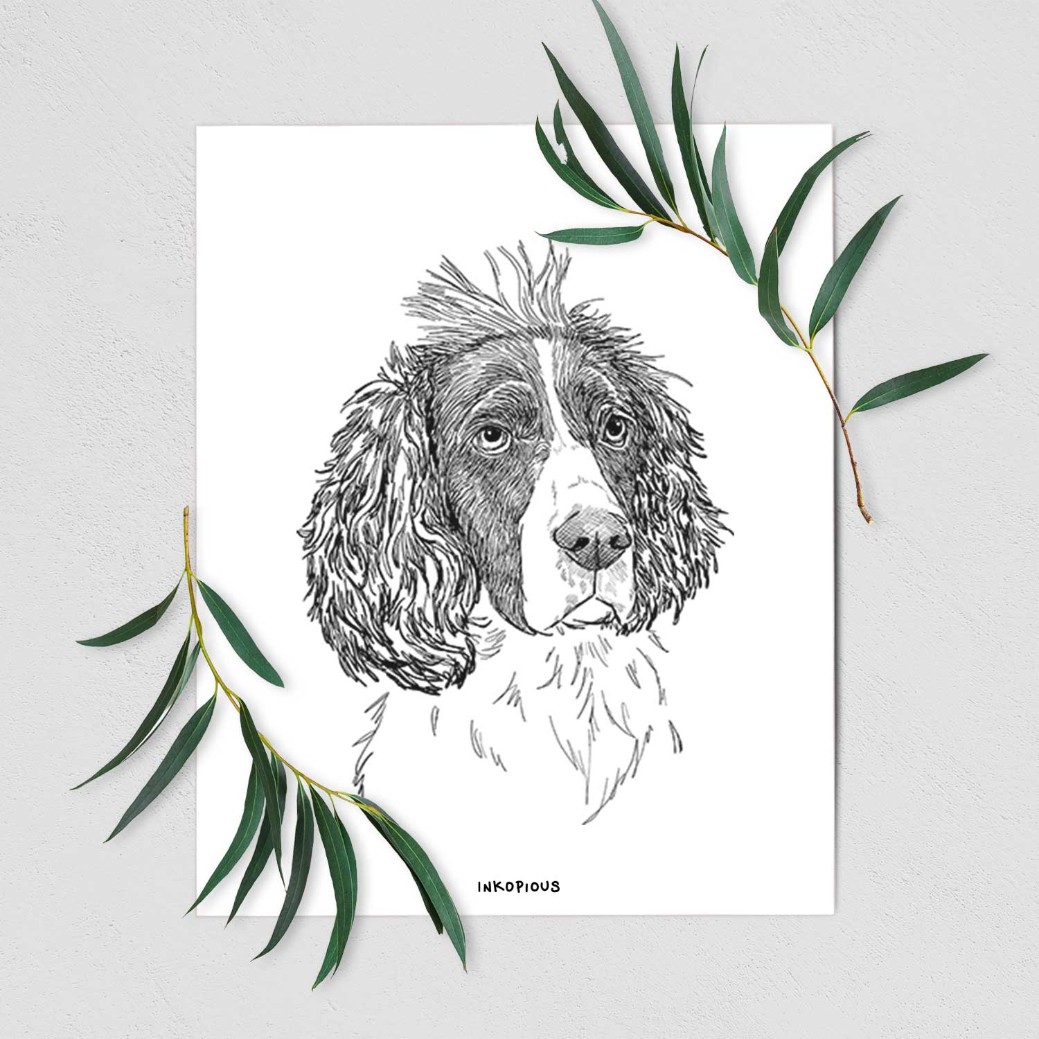 Doodled Fern the English Springer Spaniel Art Print