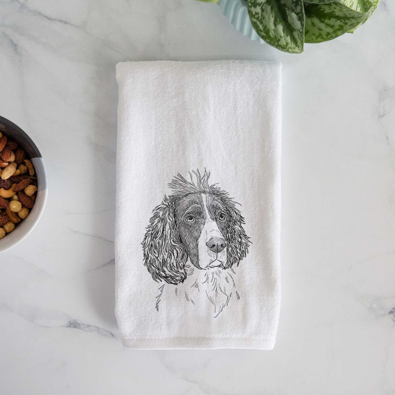 Doodled Fern the English Springer Spaniel Decorative Hand Towel