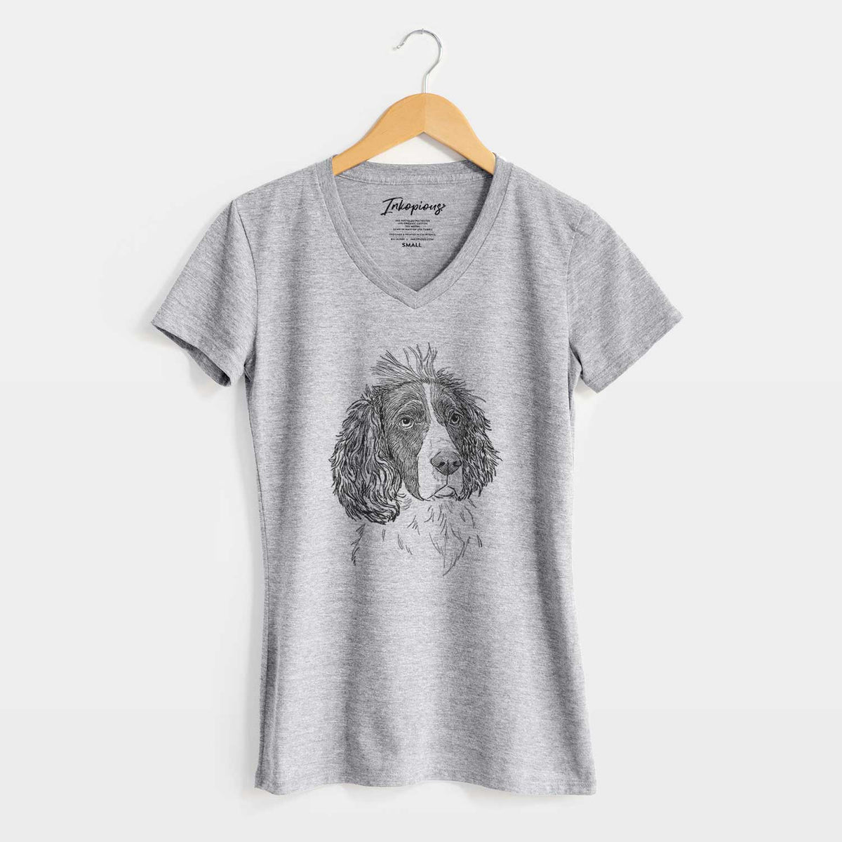 Doodled Fern the English Springer Spaniel - Women's V-neck Shirt
