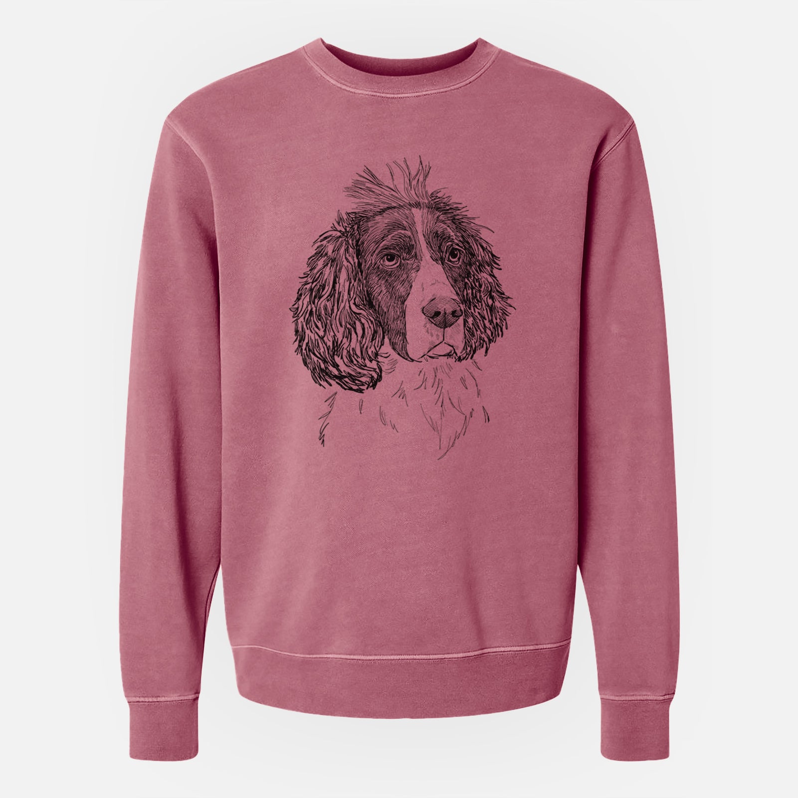 Doodled Fern the English Springer Spaniel - Unisex Pigment Dyed Crew Sweatshirt