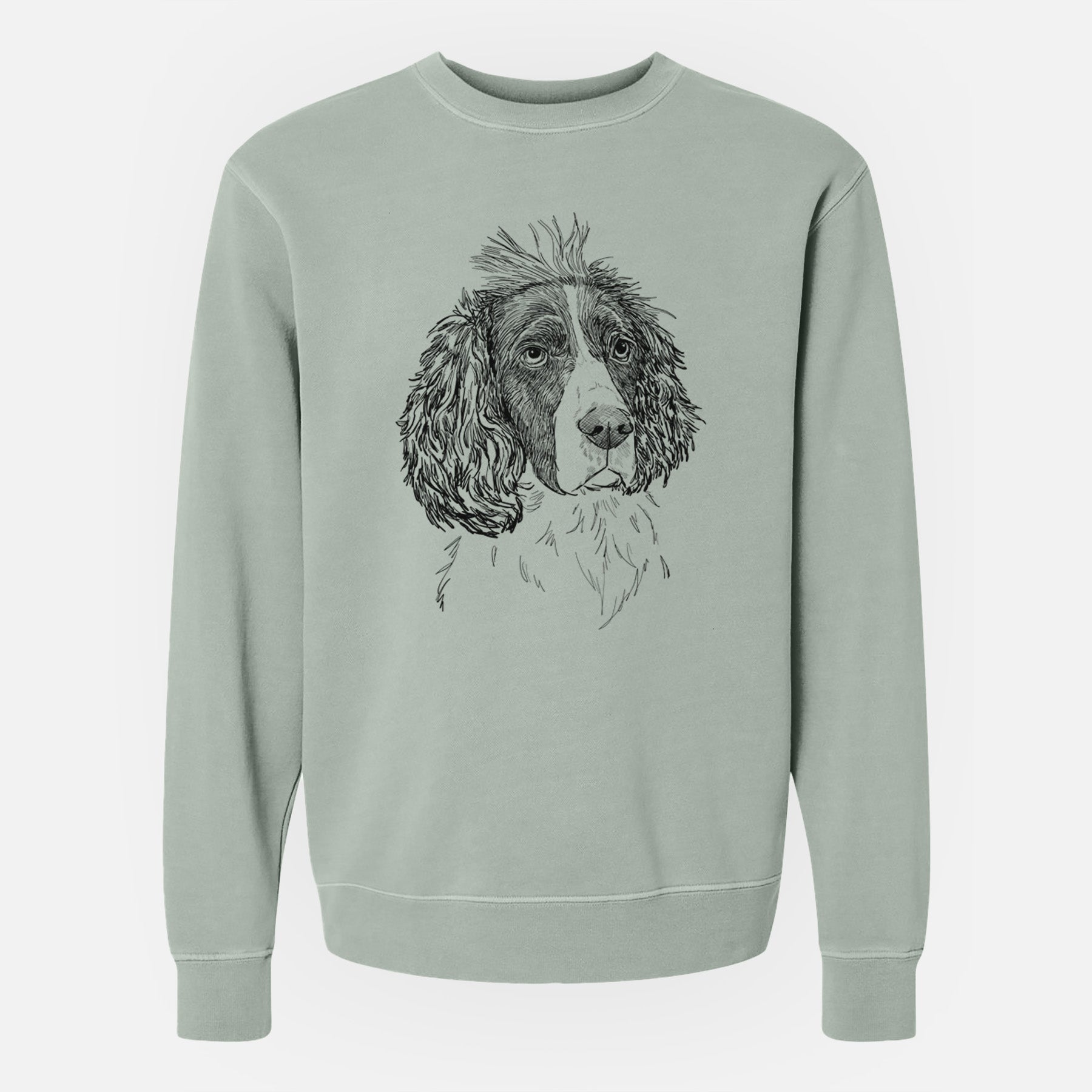 Doodled Fern the English Springer Spaniel - Unisex Pigment Dyed Crew Sweatshirt
