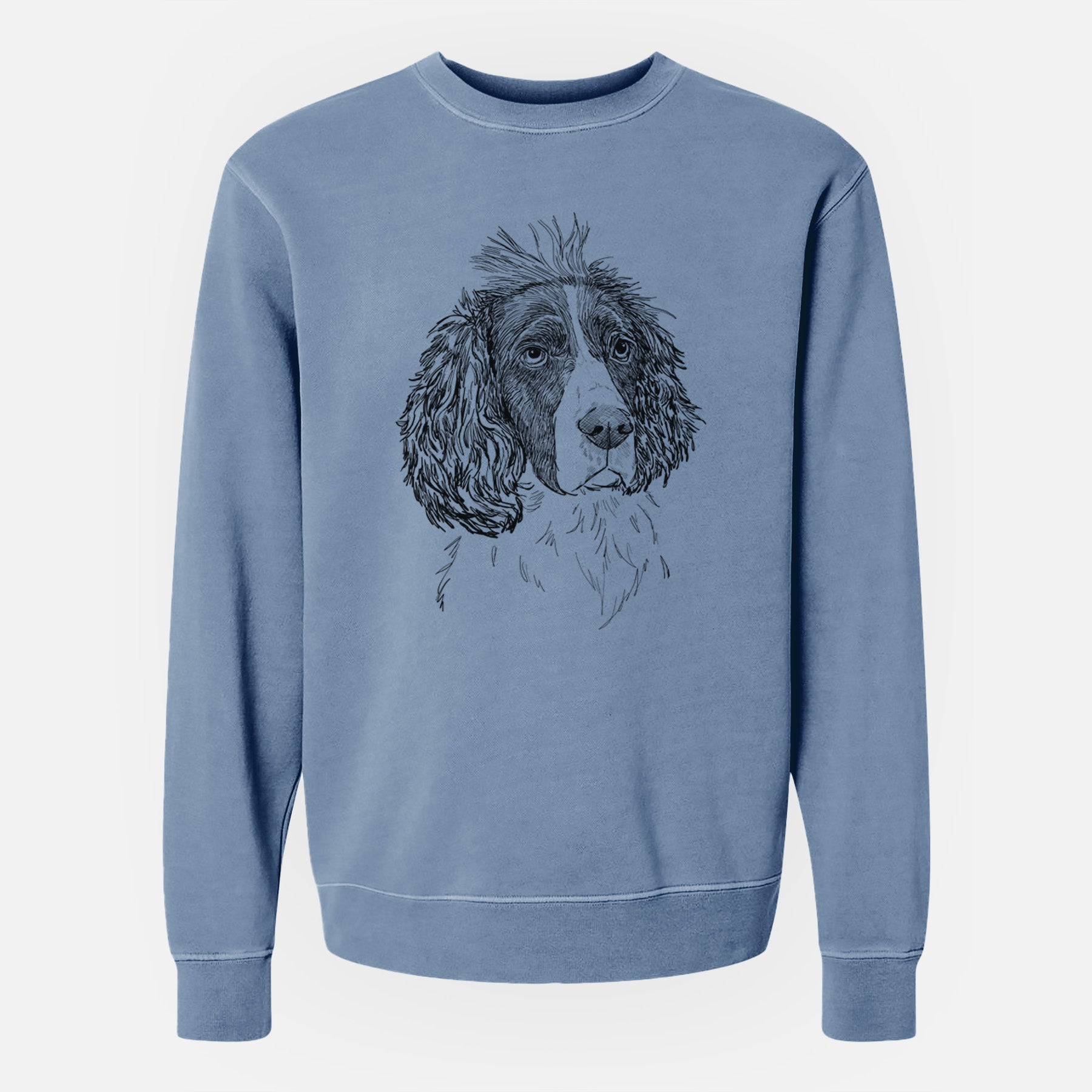 Doodled Fern the English Springer Spaniel - Unisex Pigment Dyed Crew Sweatshirt