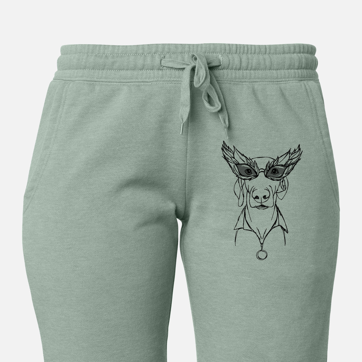 Doodled Fez E Weegles the Weimaraner - Women&#39;s Cali Wave Joggers