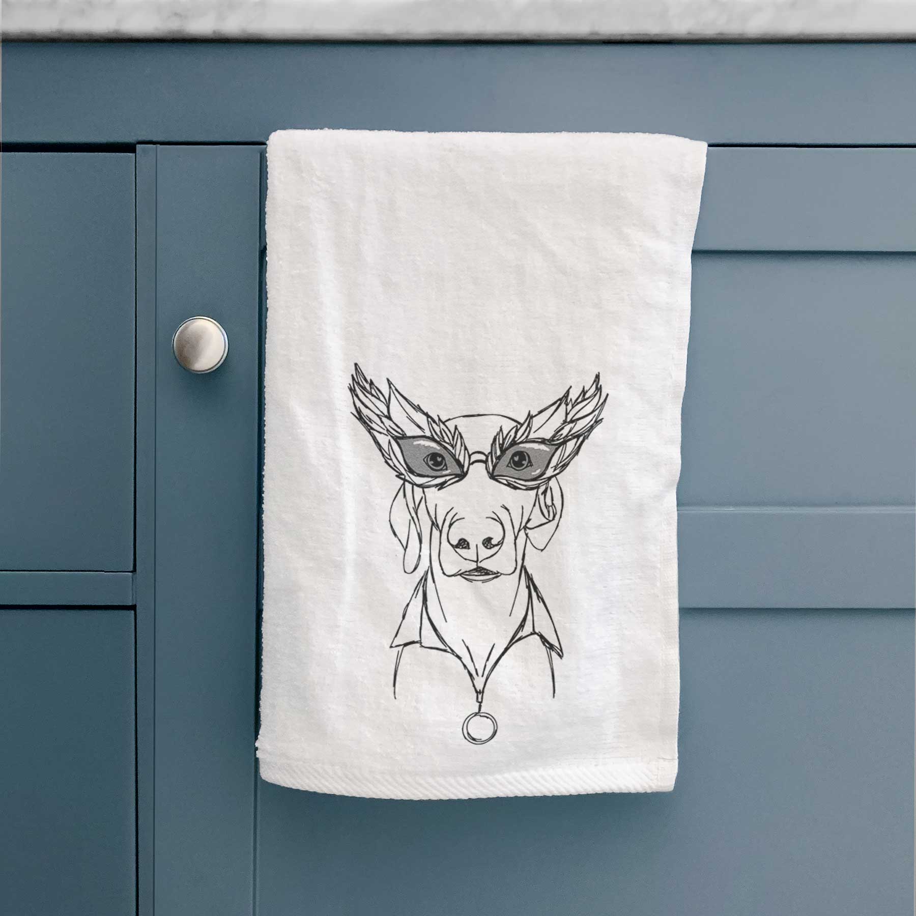 Doodled Fez E Weegles the Weimaraner Decorative Hand Towel