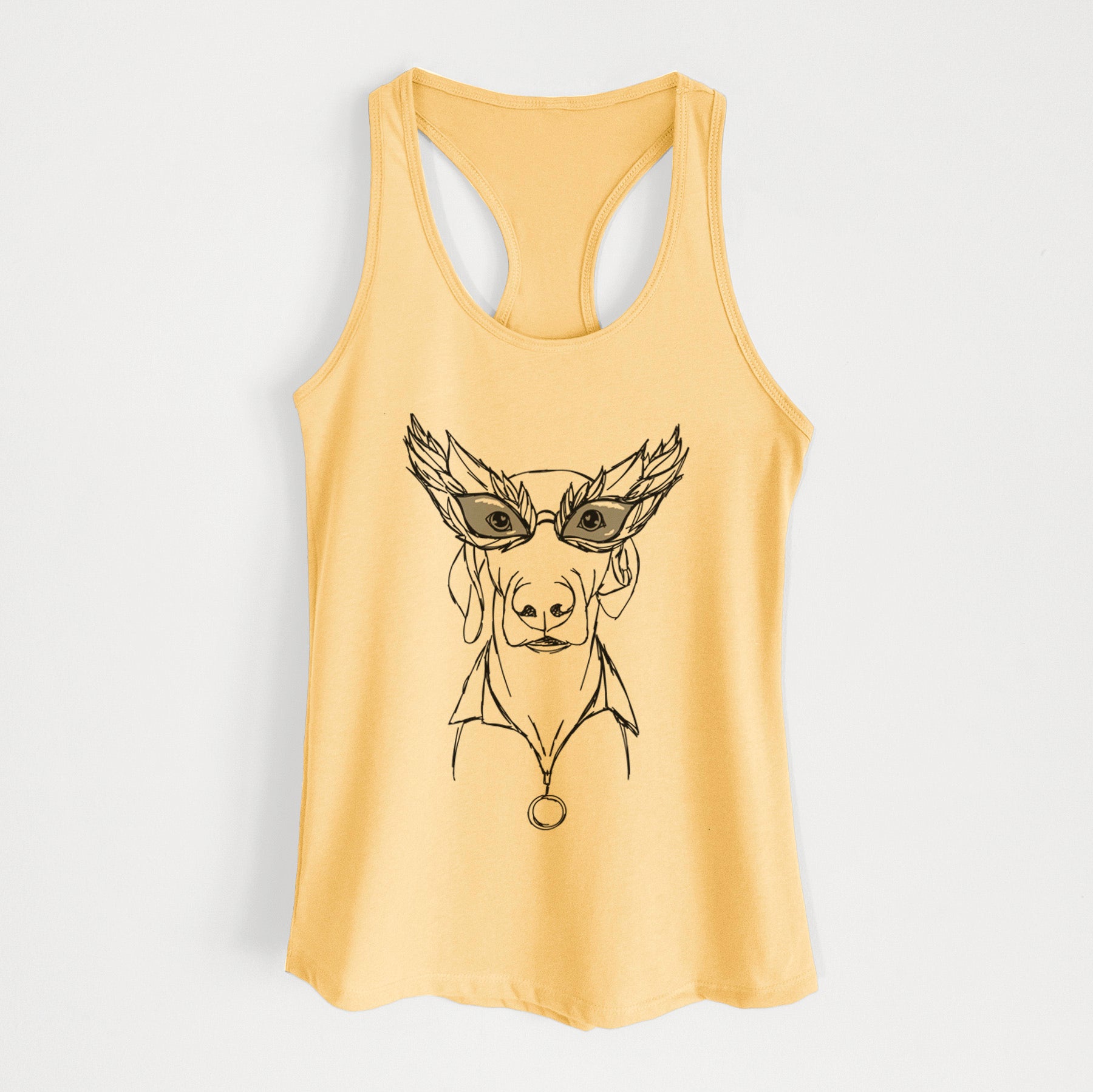 Doodled Fez E Weegles the Weimaraner - Women's Racerback Tanktop