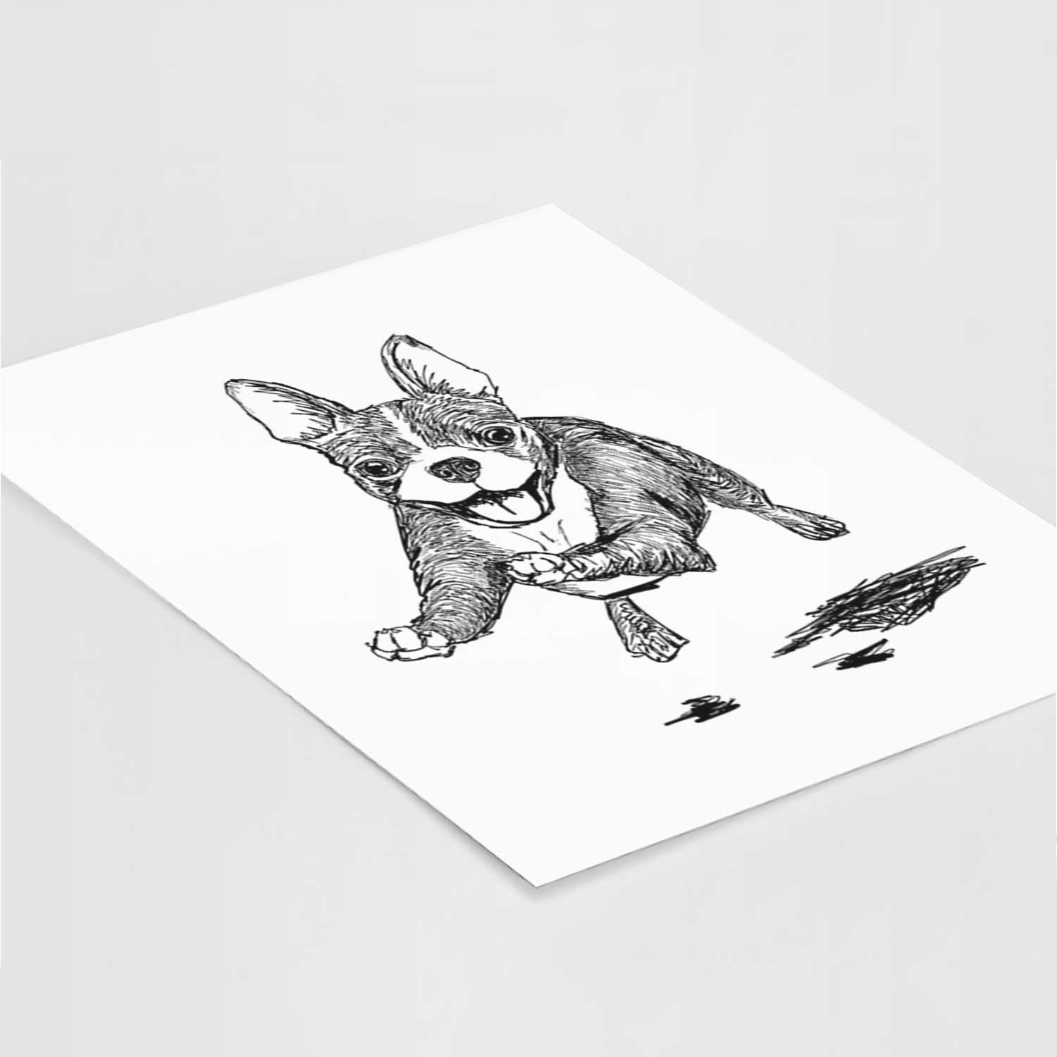 Doodled FiFi the Boston Terrier Art Print