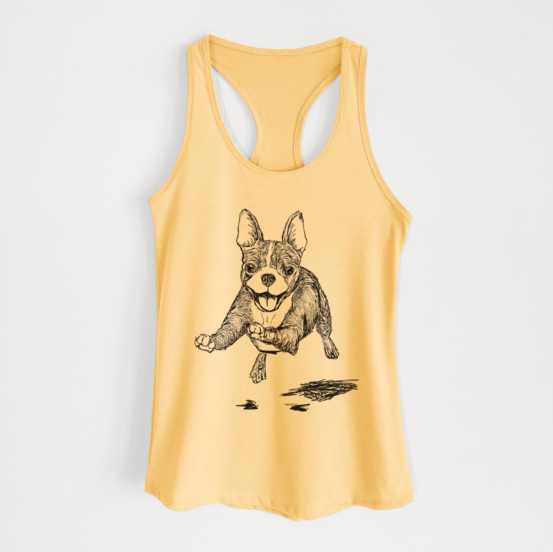 Doodled FiFi the Boston Terrier - Women's Racerback Tanktop