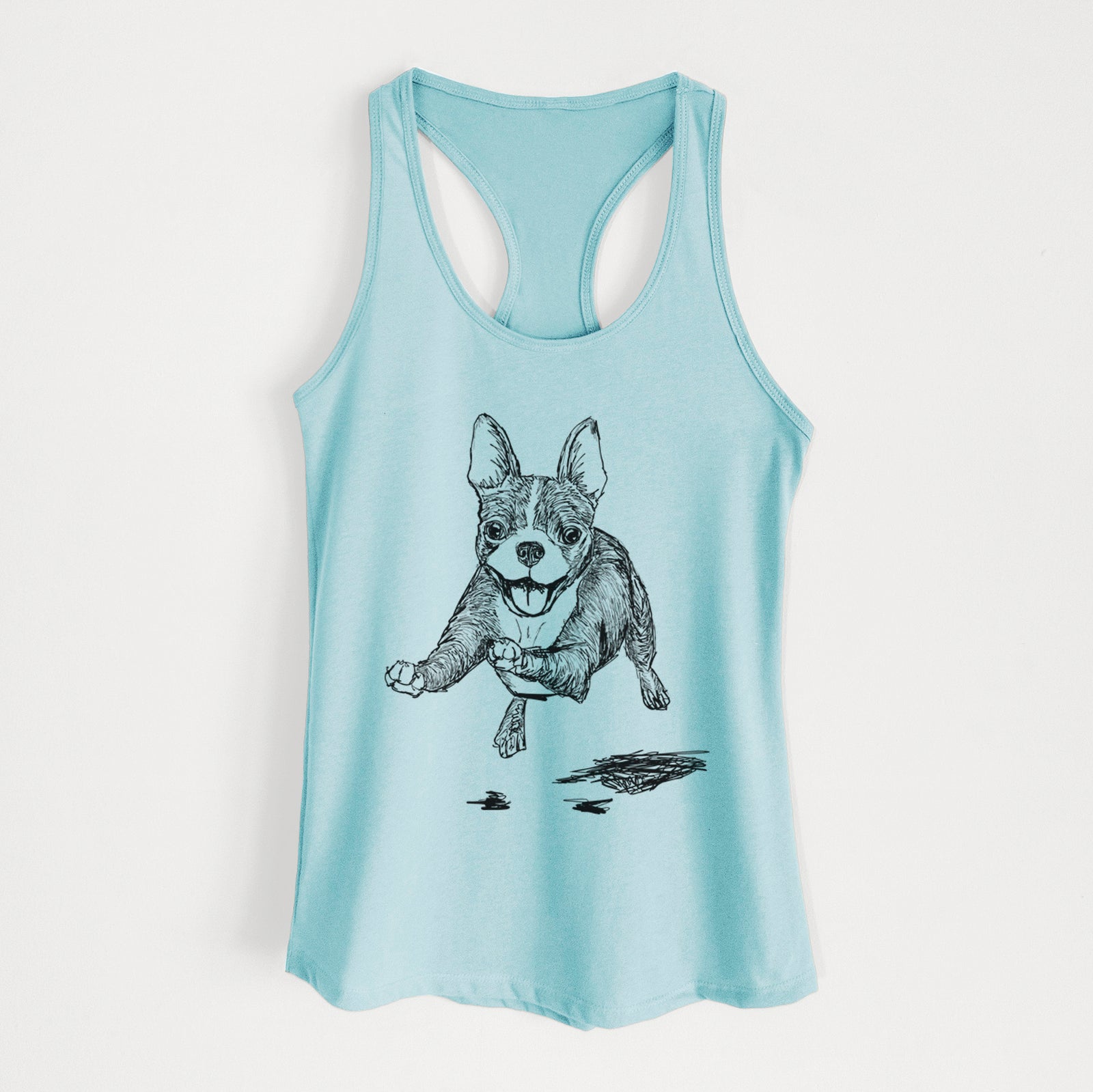 Doodled FiFi the Boston Terrier - Women's Racerback Tanktop