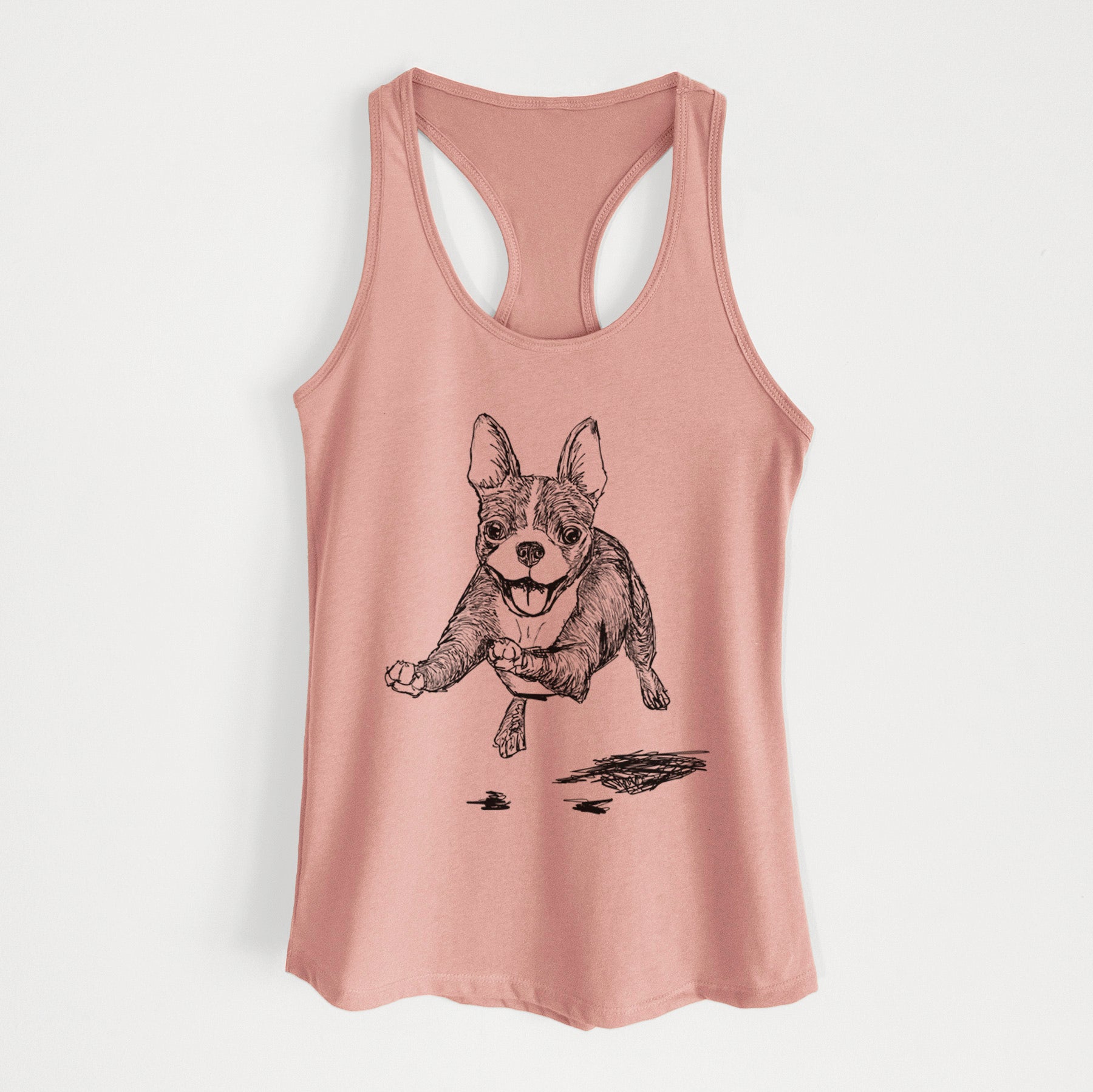 Doodled FiFi the Boston Terrier - Women's Racerback Tanktop