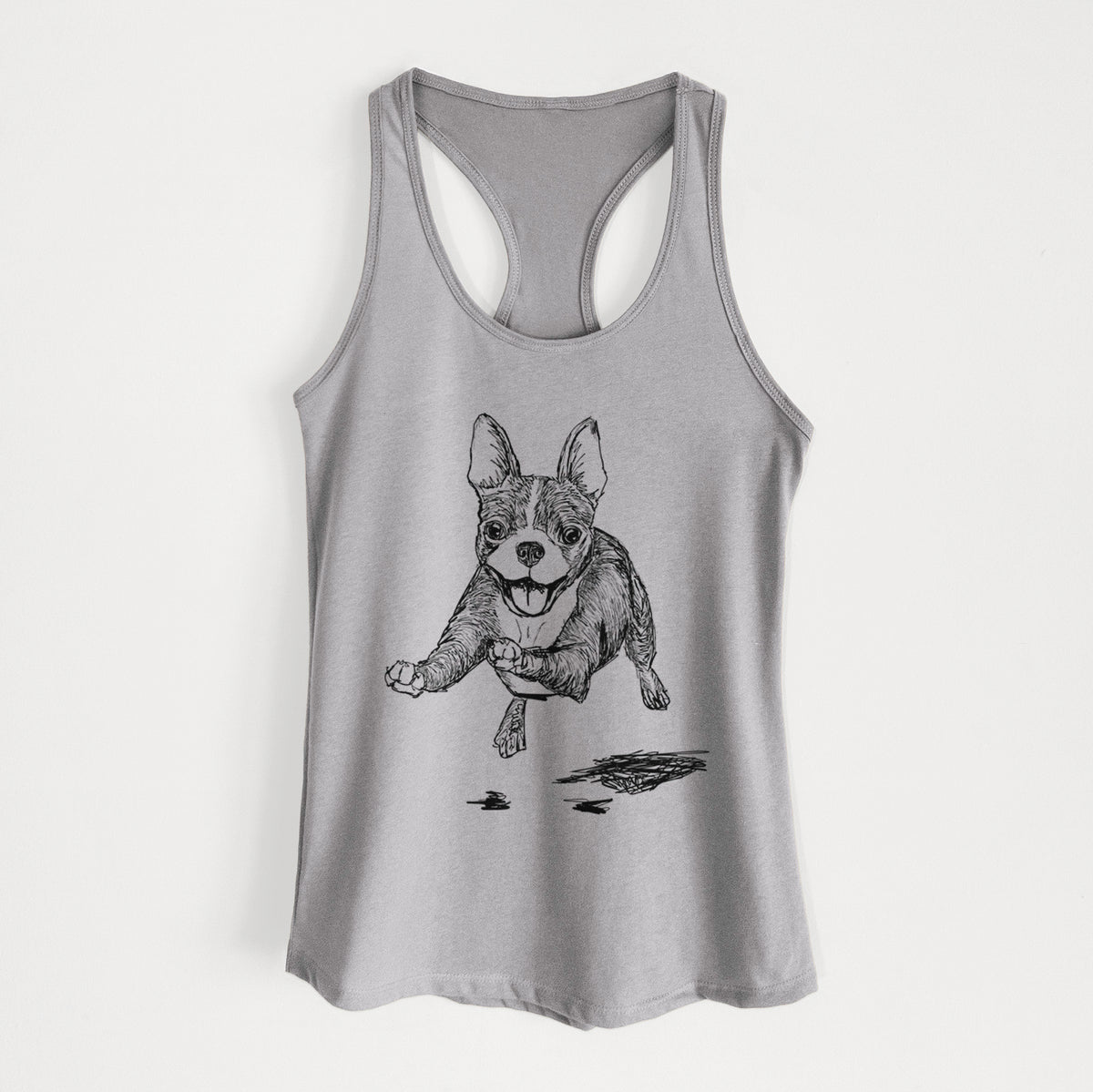 Doodled FiFi the Boston Terrier - Women's Racerback Tanktop