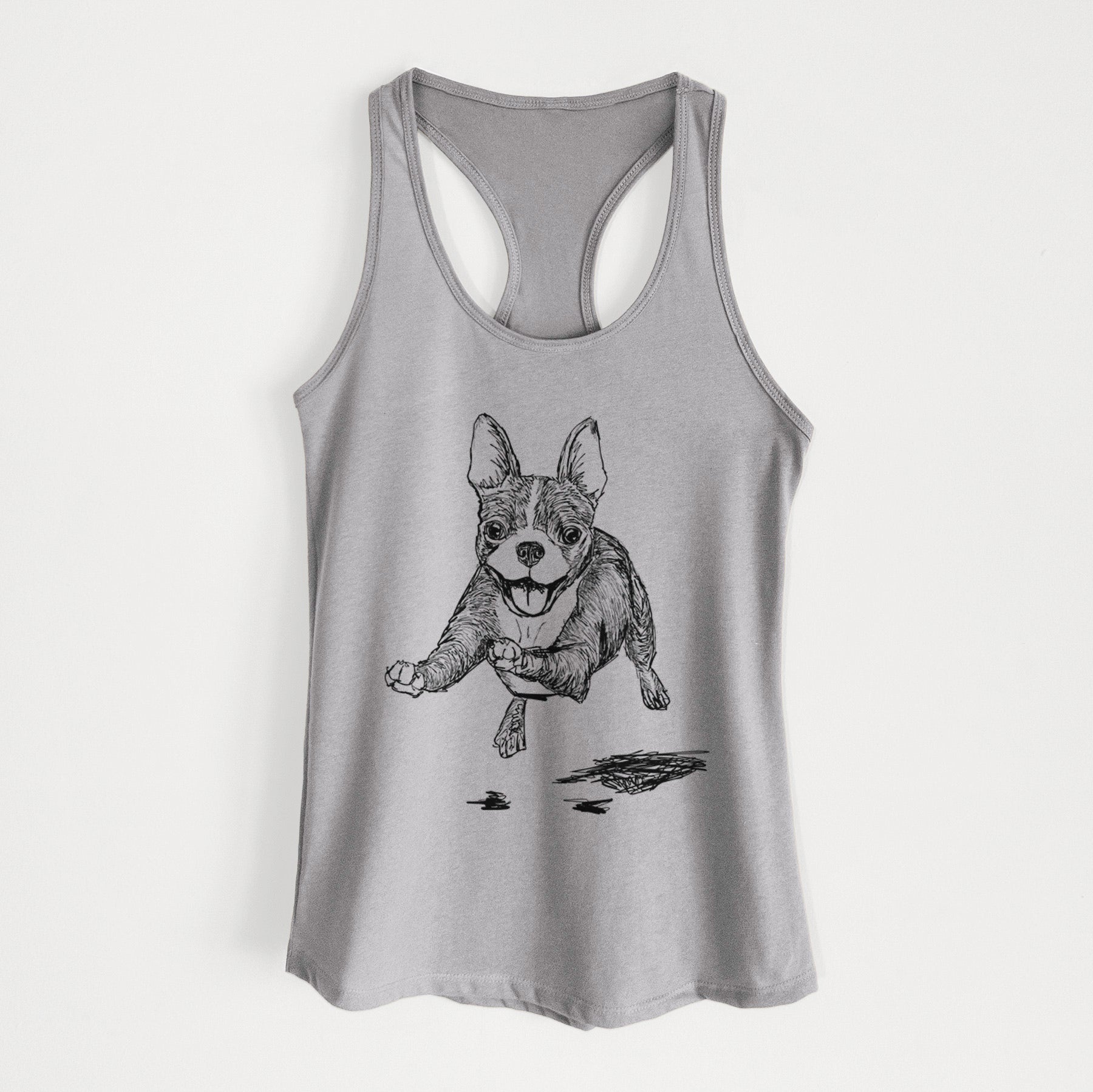 Doodled FiFi the Boston Terrier - Women's Racerback Tanktop