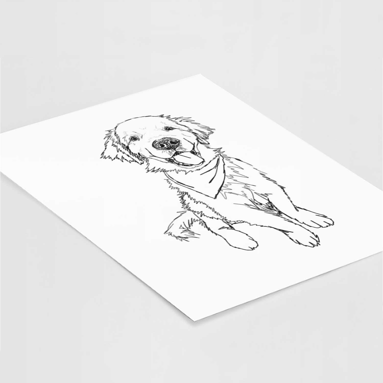 Doodled Finley the Golden Retriever Puppy Art Print