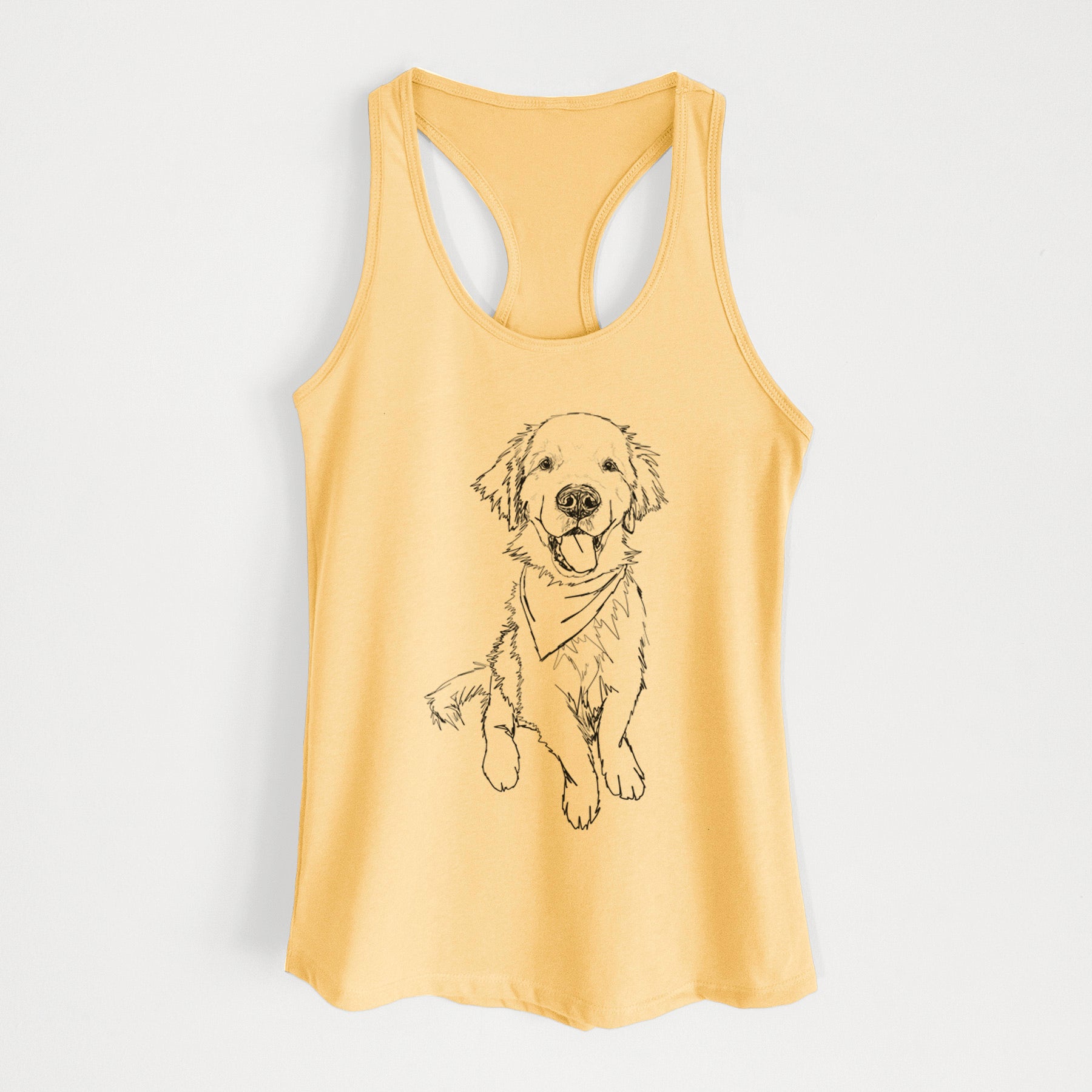 Doodled Finley the Golden Retriever Puppy - Women's Racerback Tanktop