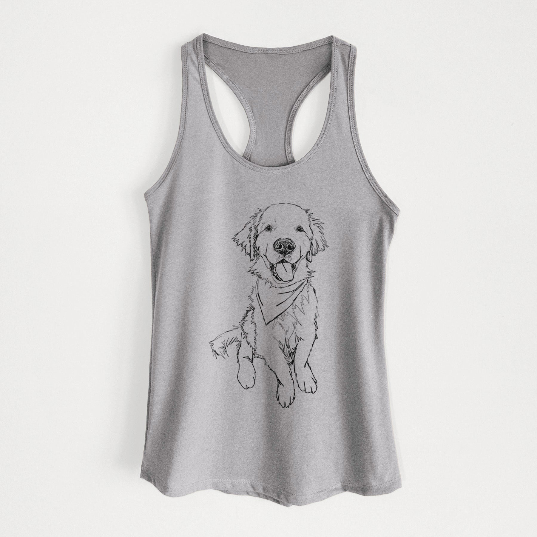 Doodled Finley the Golden Retriever Puppy - Women's Racerback Tanktop