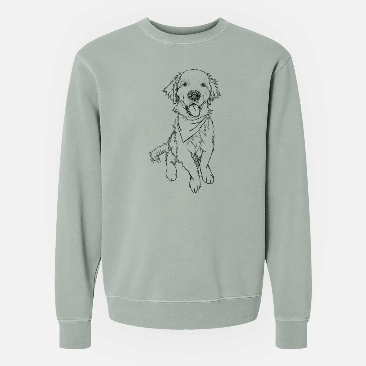Doodled Finley the Golden Retriever Puppy - Unisex Pigment Dyed Crew Sweatshirt