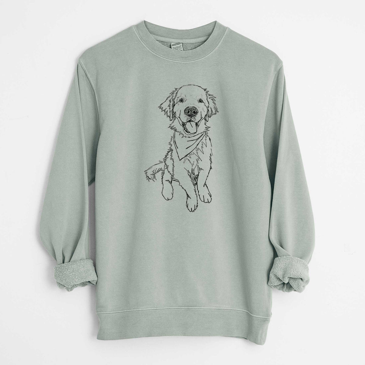 Doodled Finley the Golden Retriever Puppy - Unisex Pigment Dyed Crew Sweatshirt