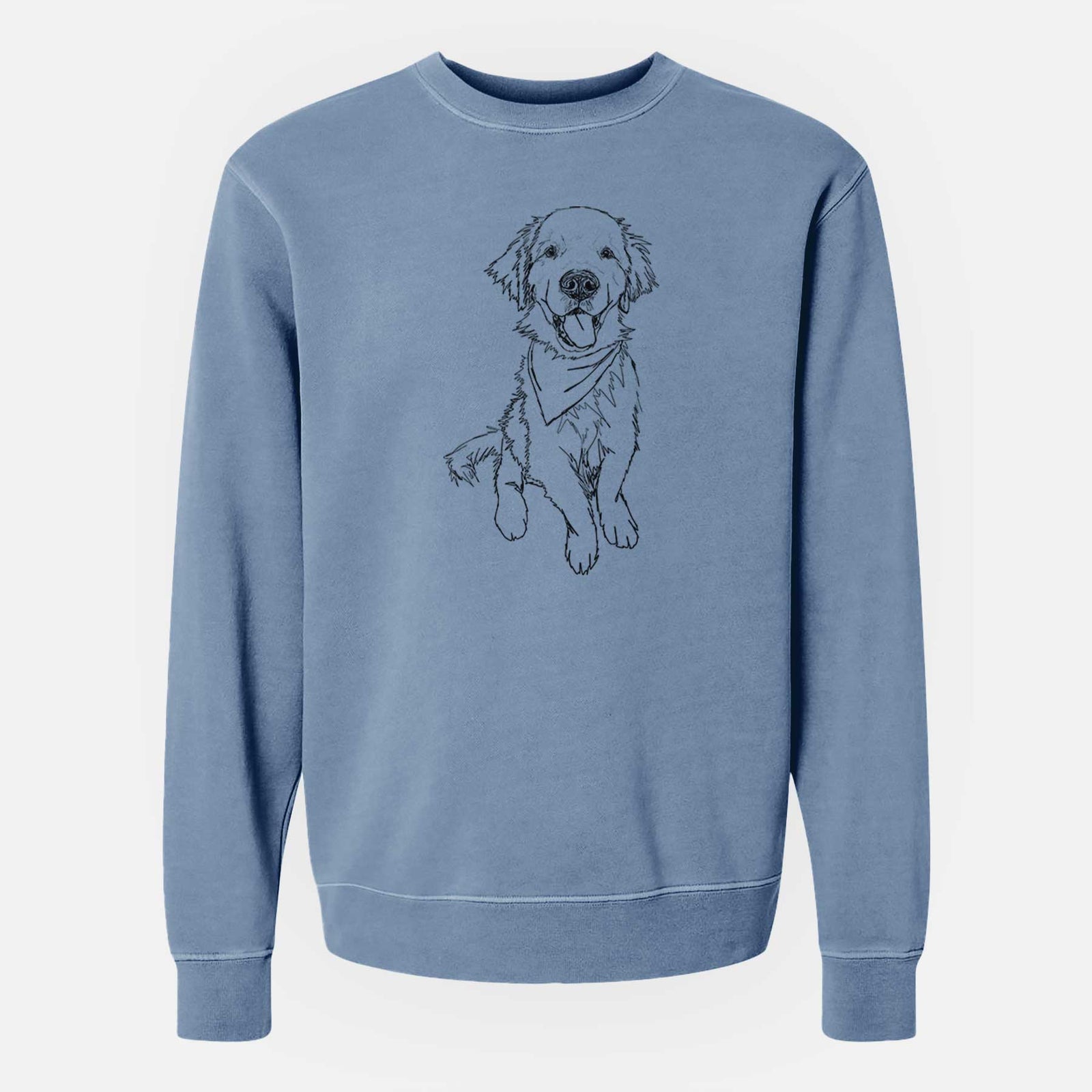 Doodled Finley the Golden Retriever Puppy - Unisex Pigment Dyed Crew Sweatshirt