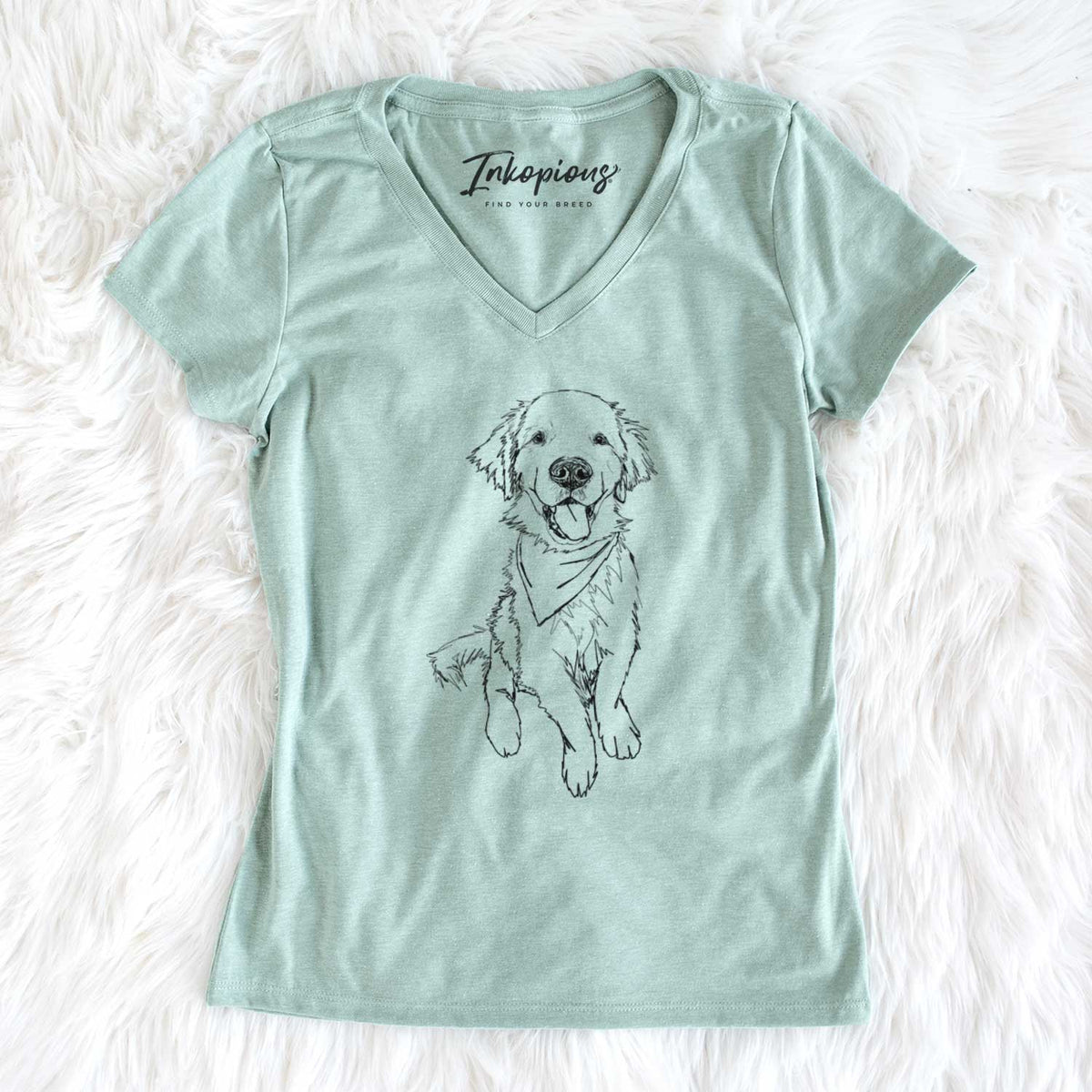 Doodled Finley the Golden Retriever Puppy - Women&#39;s V-neck Shirt