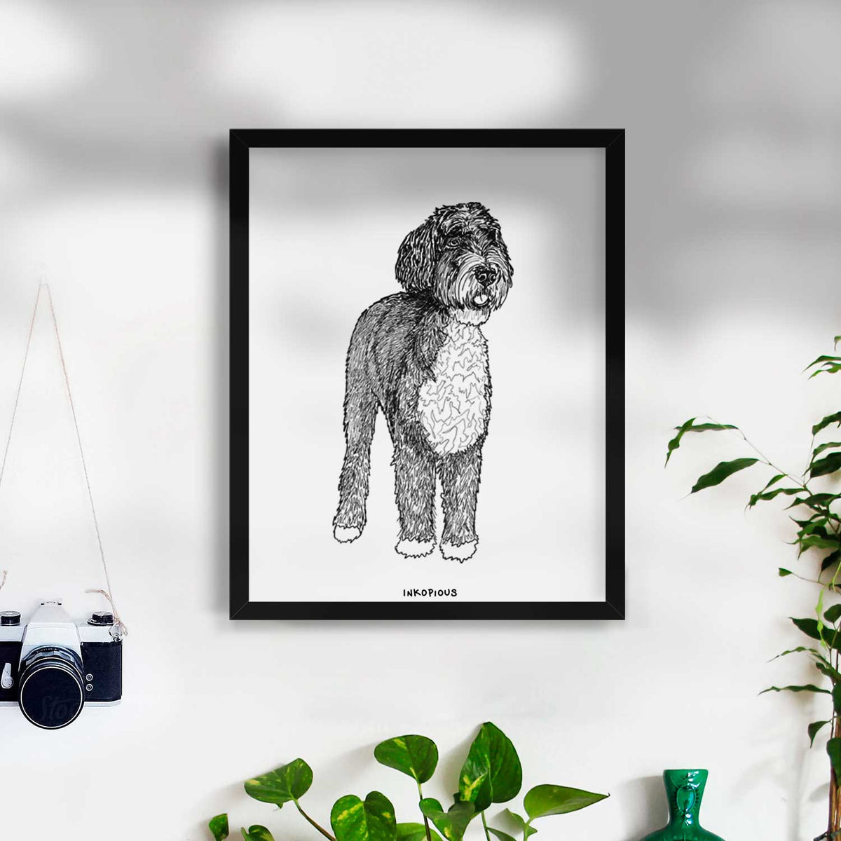 Doodled Finn the Bernedoodle Art Print