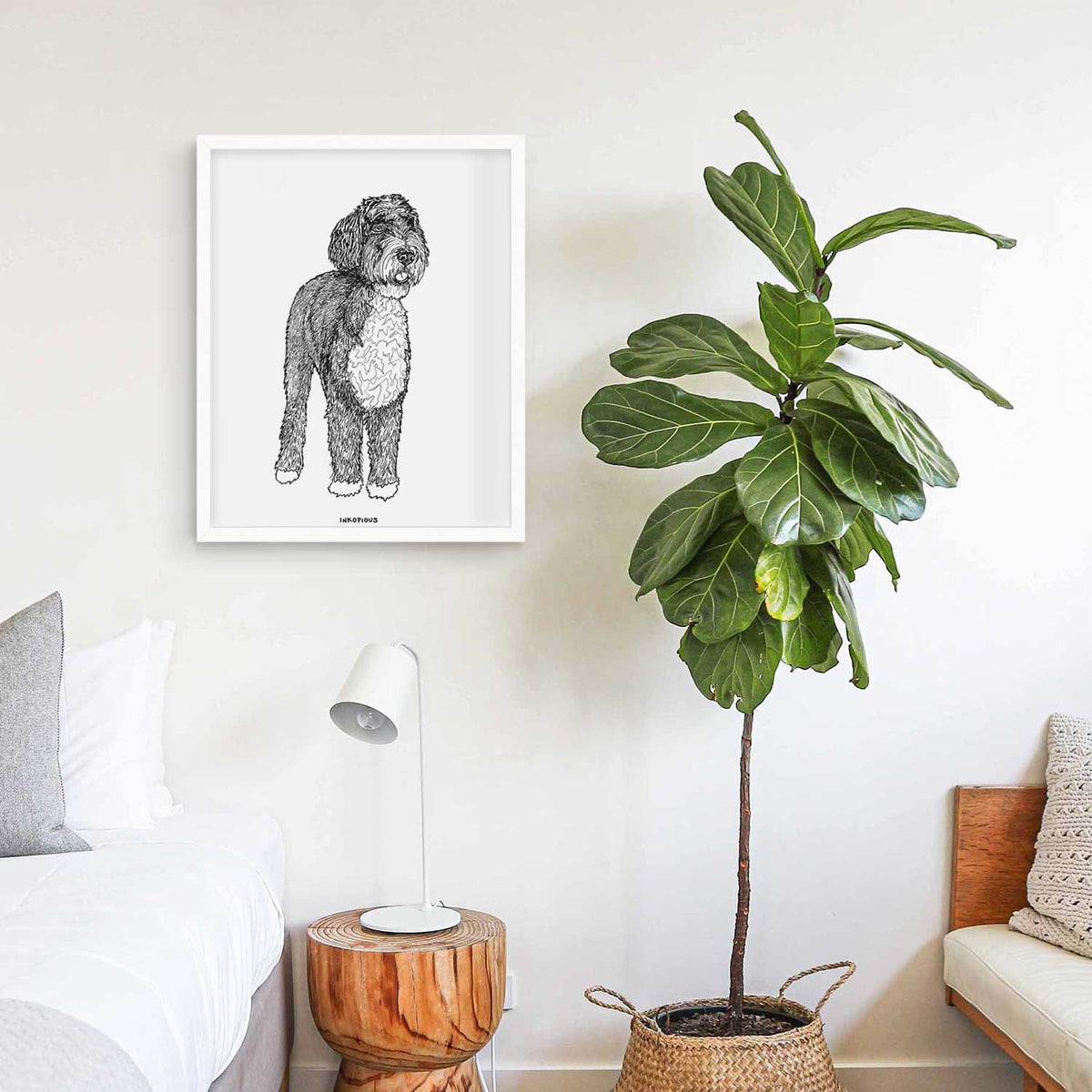 Doodled Finn the Bernedoodle Art Print