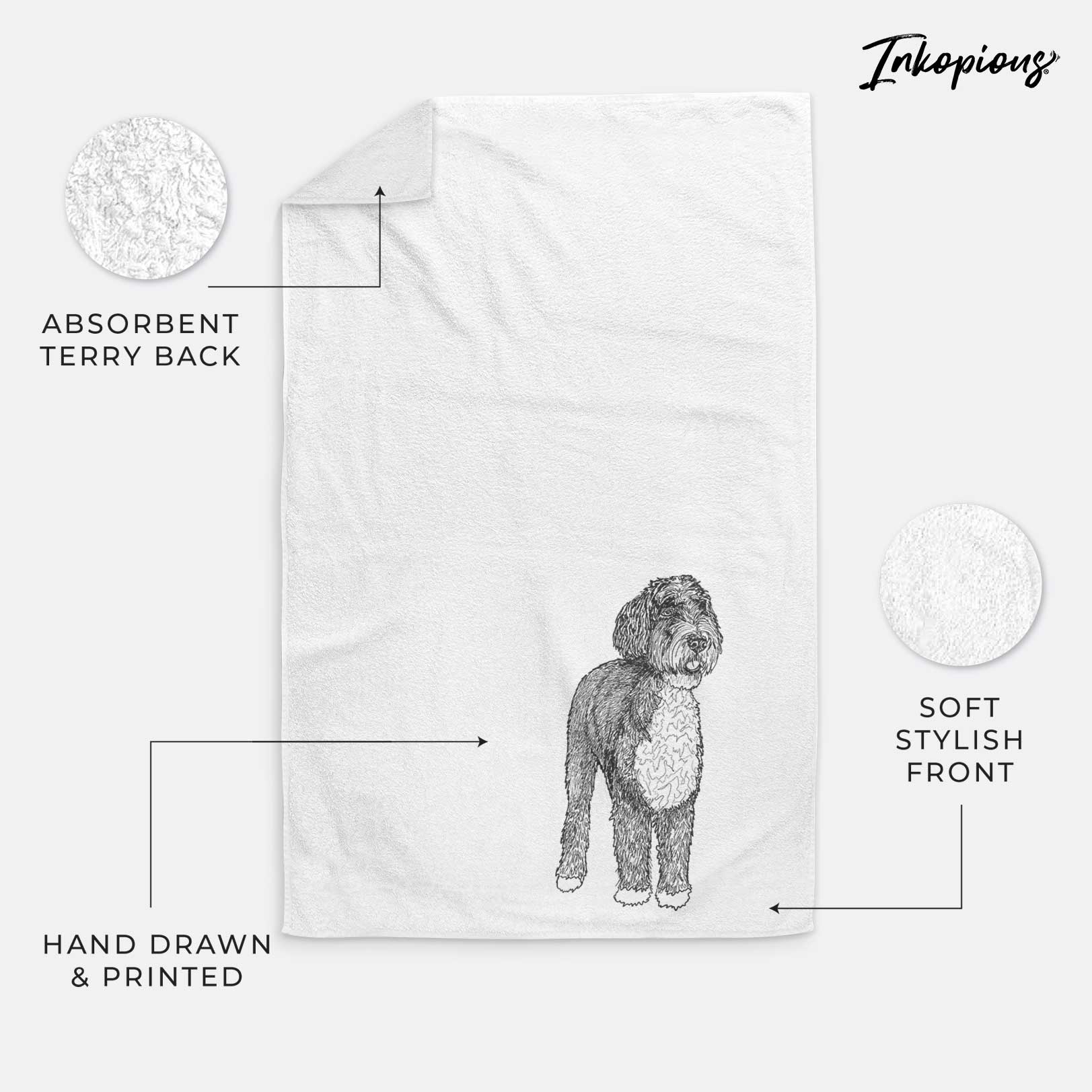 Doodled Finn the Bernedoodle Decorative Hand Towel