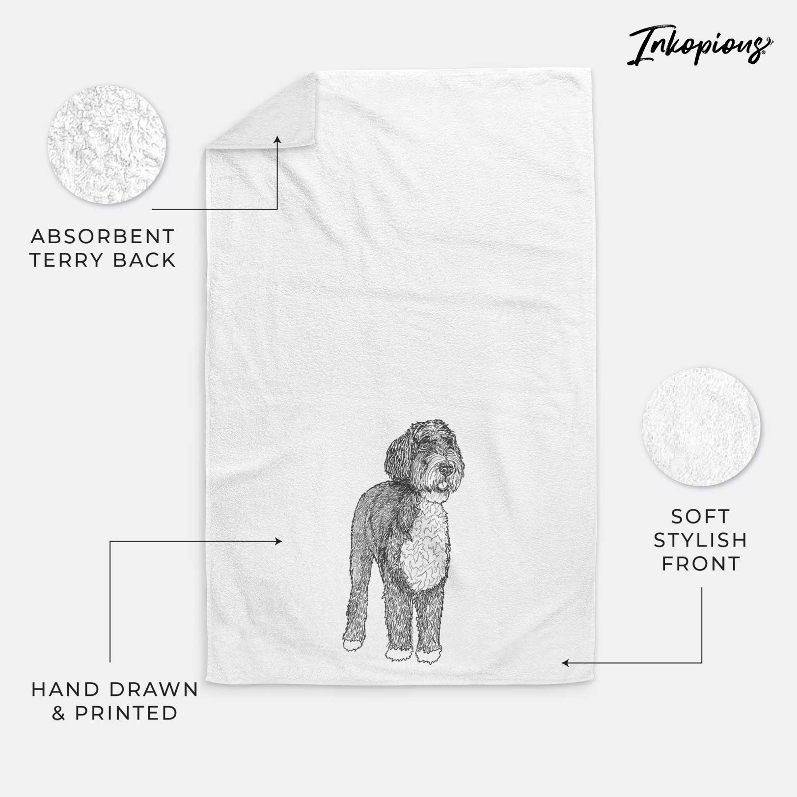 Doodled Finn the Bernedoodle Decorative Hand Towel