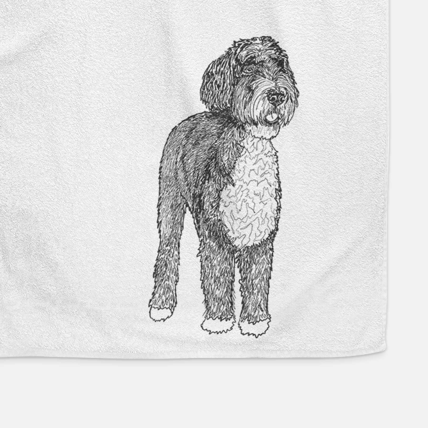 Doodled Finn the Bernedoodle Decorative Hand Towel