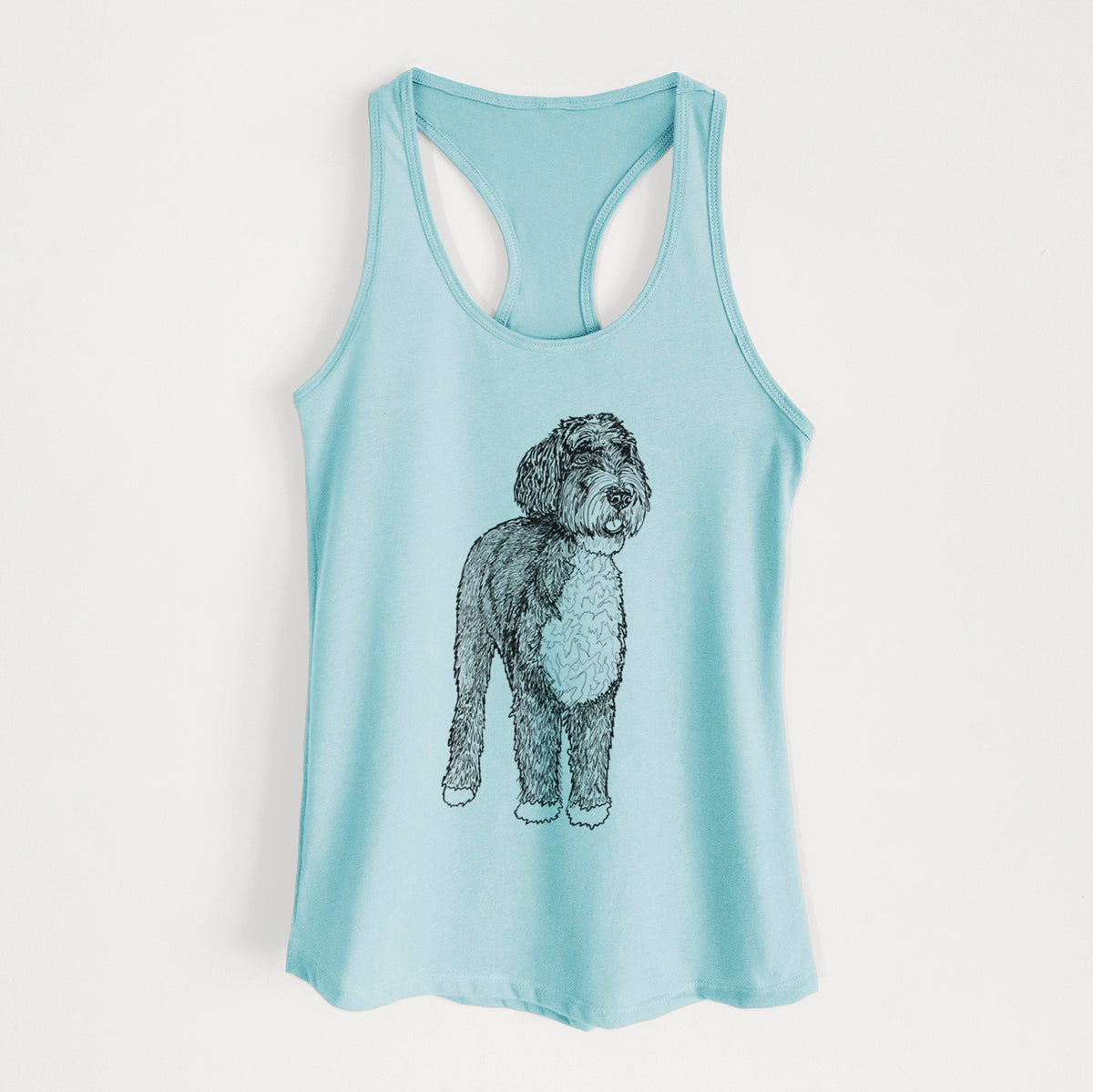 Doodled Finn the Bernedoodle - Women&#39;s Racerback Tanktop