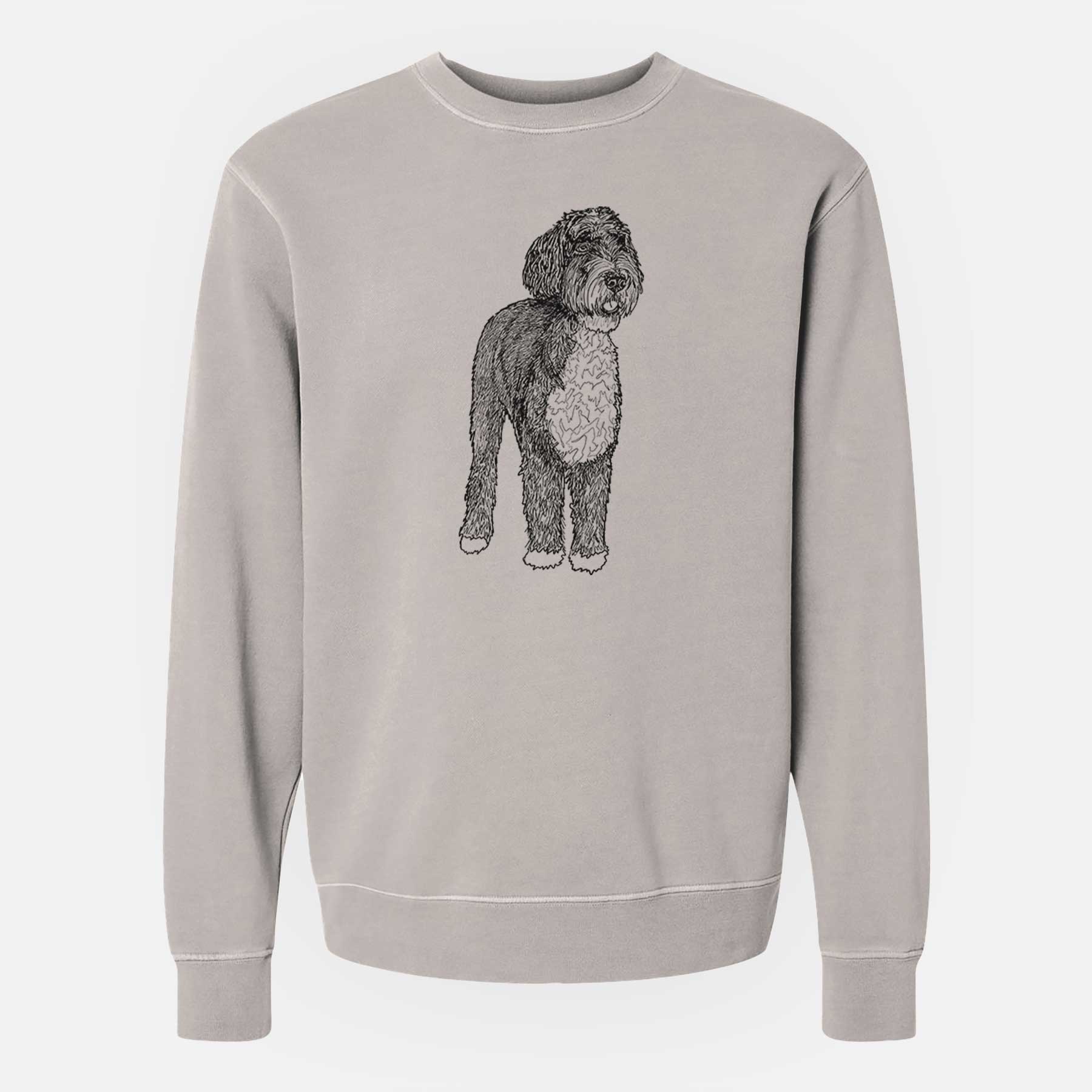 Doodled Finn the Bernedoodle - Unisex Pigment Dyed Crew Sweatshirt