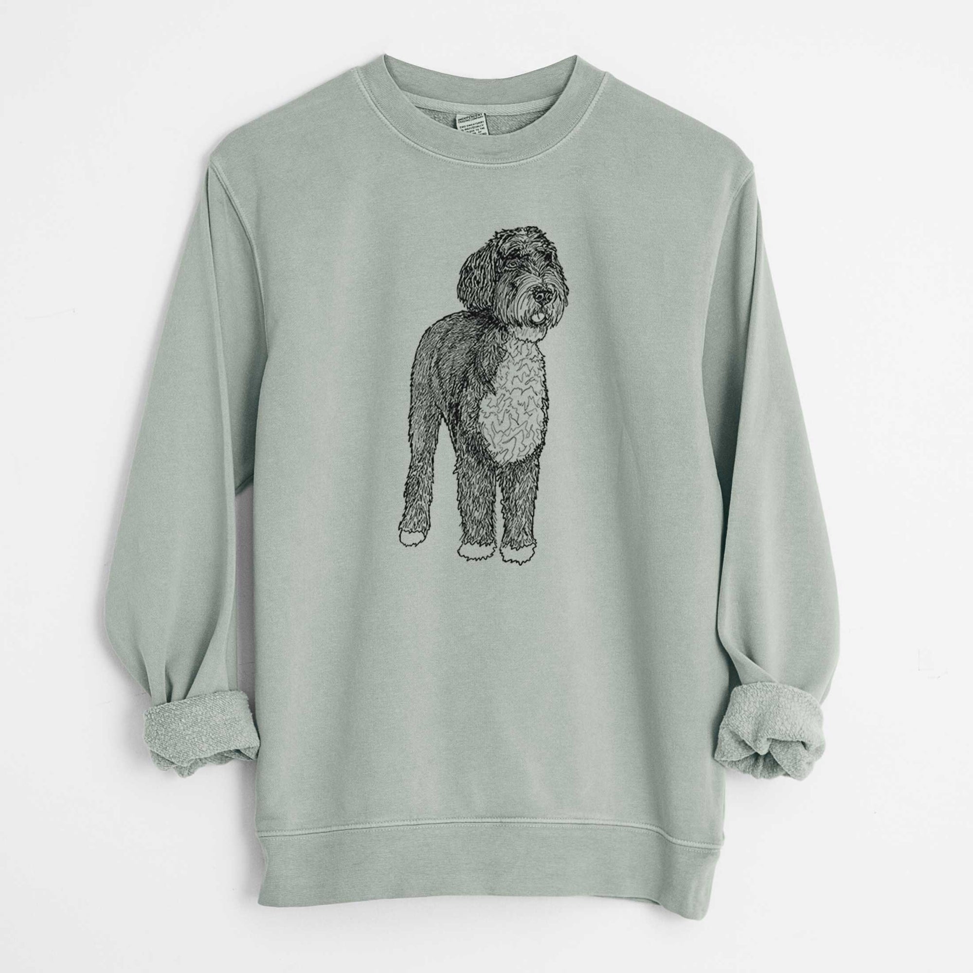 Doodled Finn the Bernedoodle - Unisex Pigment Dyed Crew Sweatshirt