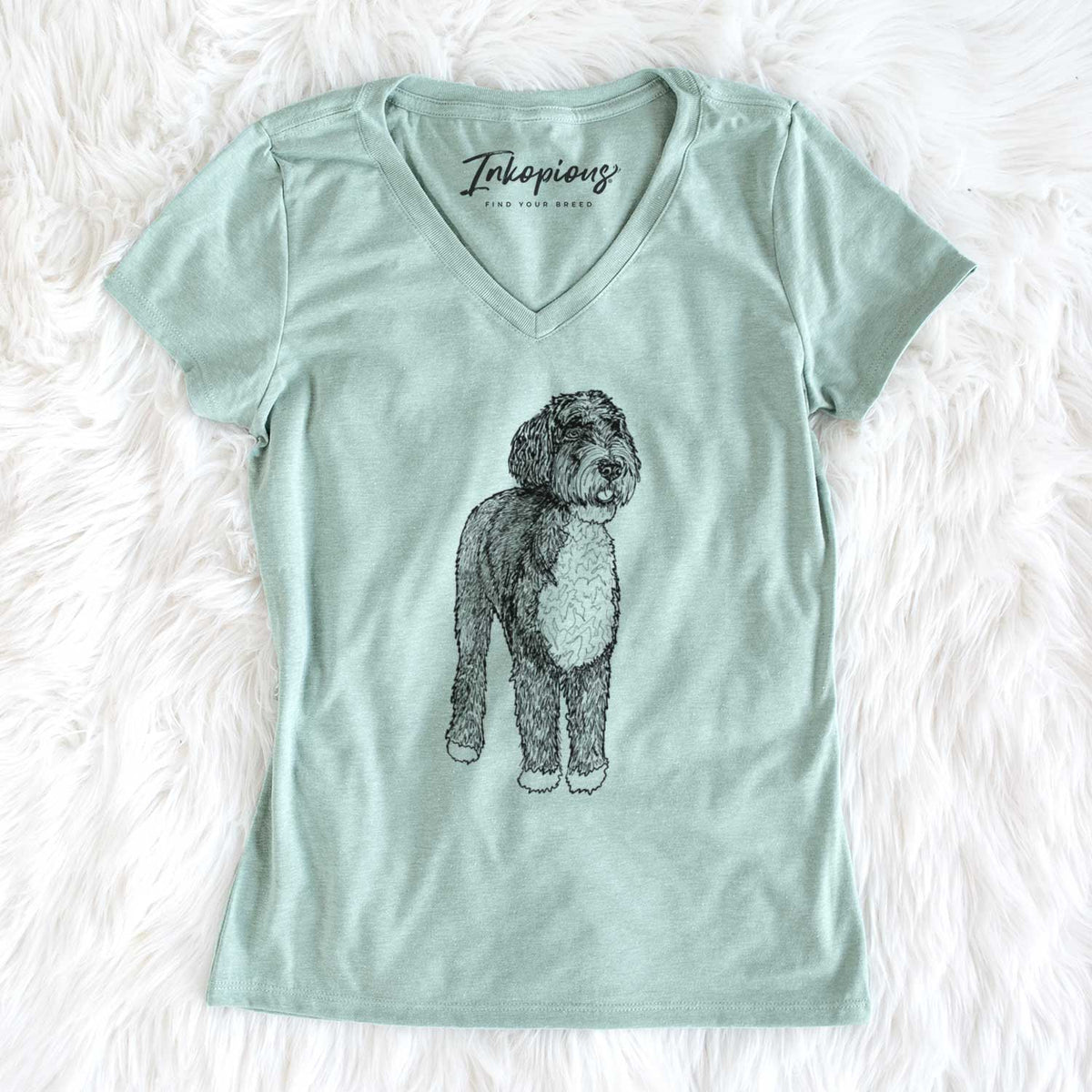 Doodled Finn the Bernedoodle - Women&#39;s V-neck Shirt