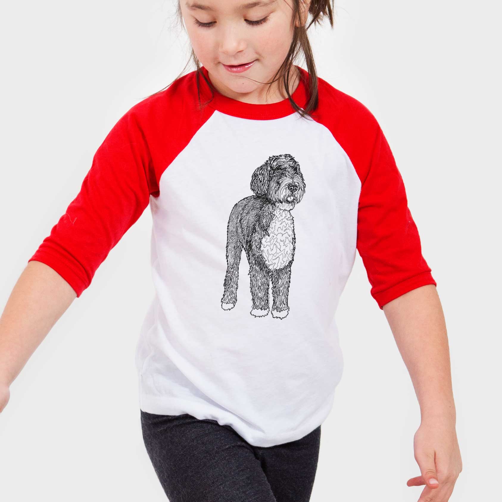 Doodled Finn the Bernedoodle - Youth 3/4 Long Sleeve