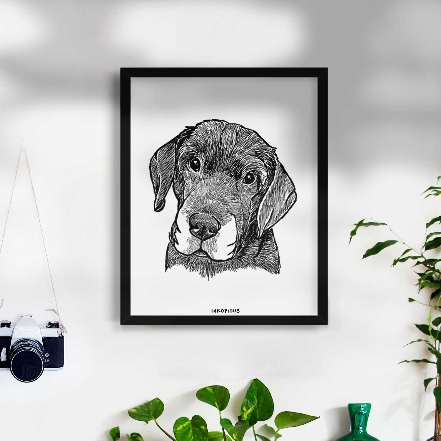 Doodled Finnegan the Shar Pei Beagle Mix Art Print