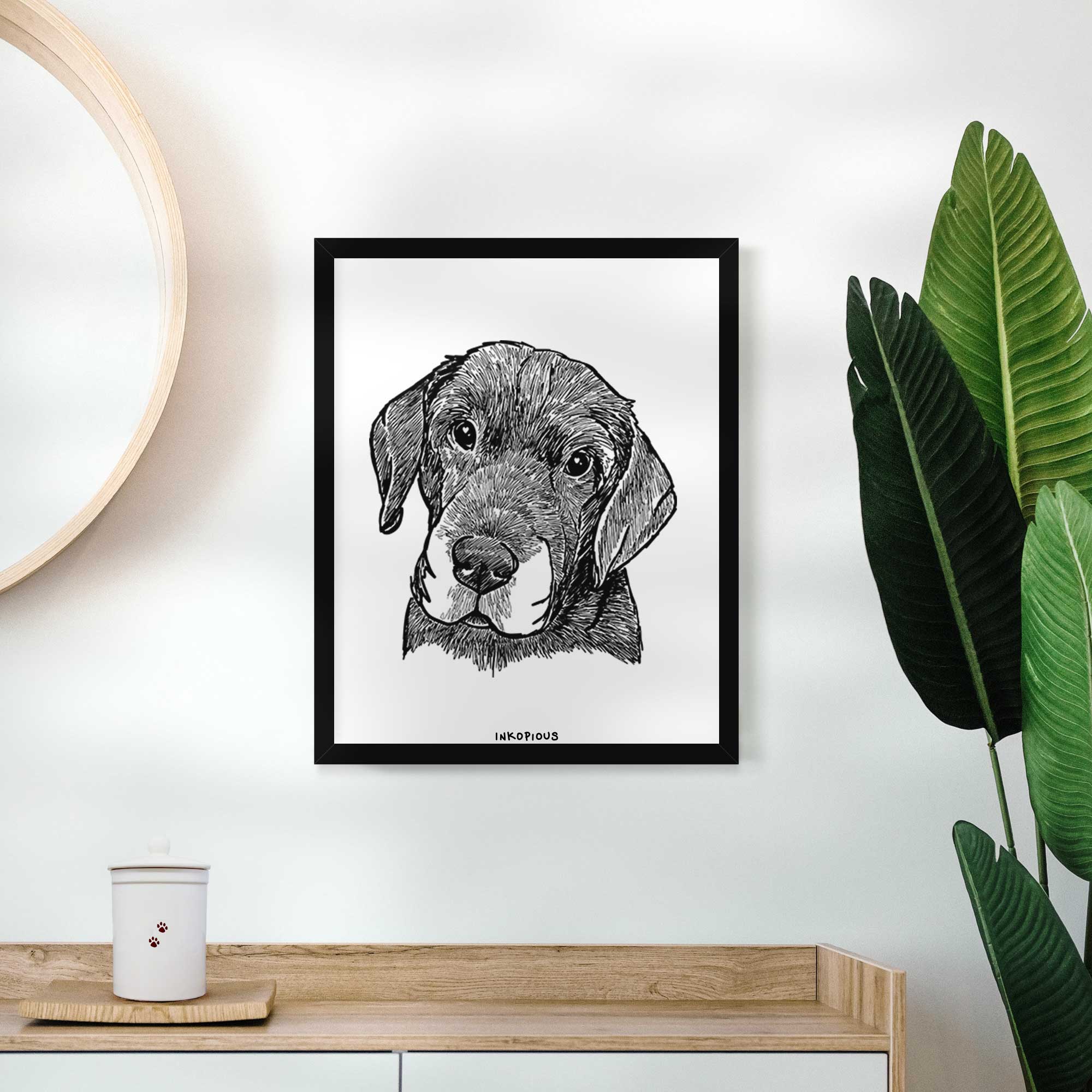 Doodled Finnegan the Shar Pei Beagle Mix Art Print