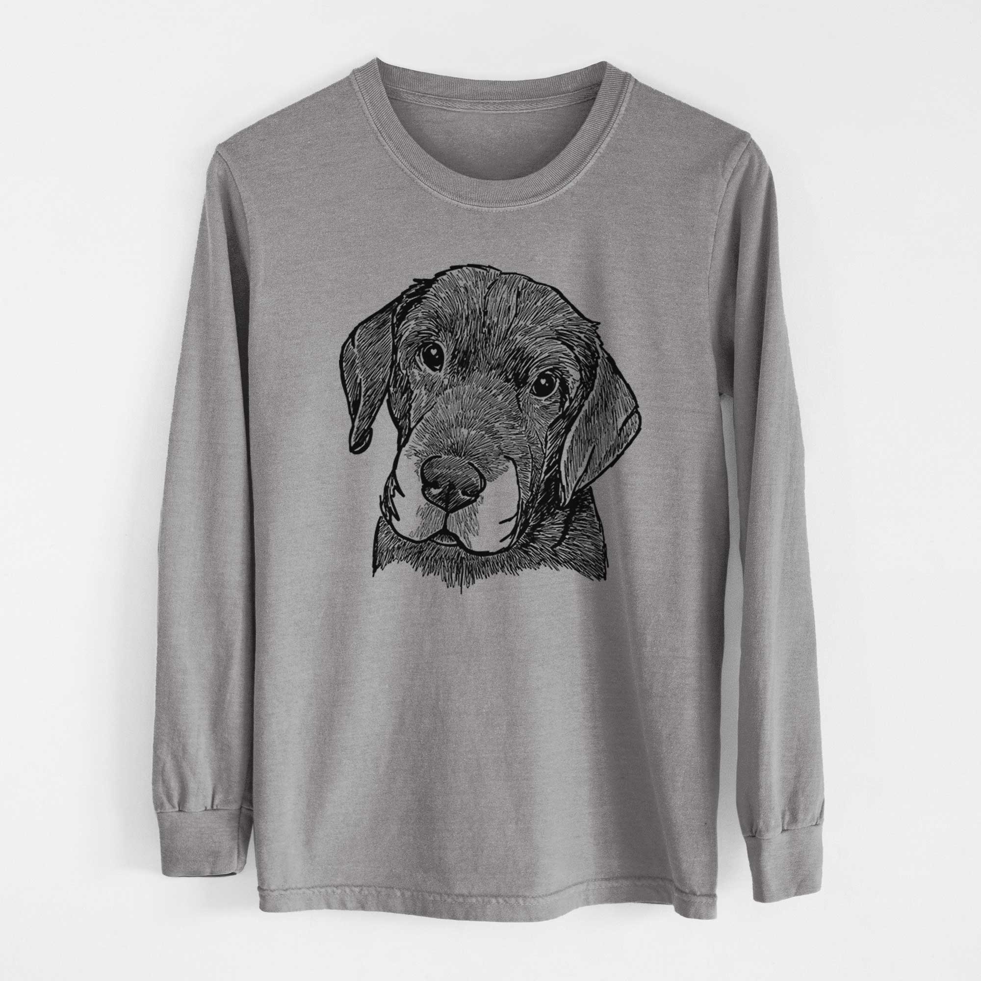 Doodled Finnegan the Shar Pei Beagle Mix - Heavyweight 100% Cotton Long Sleeve