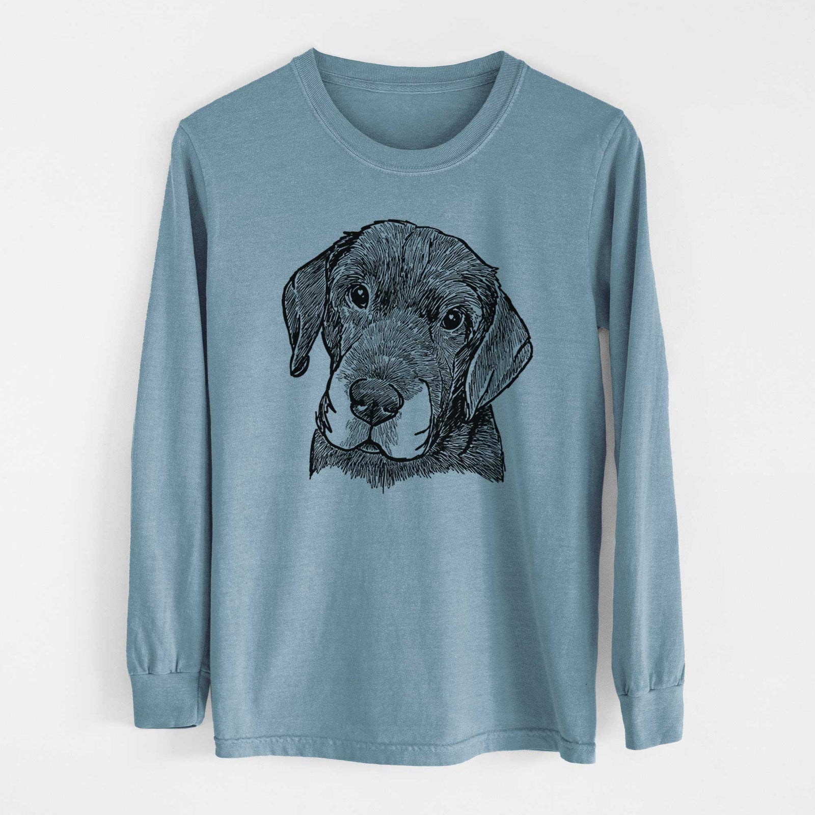 Doodled Finnegan the Shar Pei Beagle Mix - Heavyweight 100% Cotton Long Sleeve