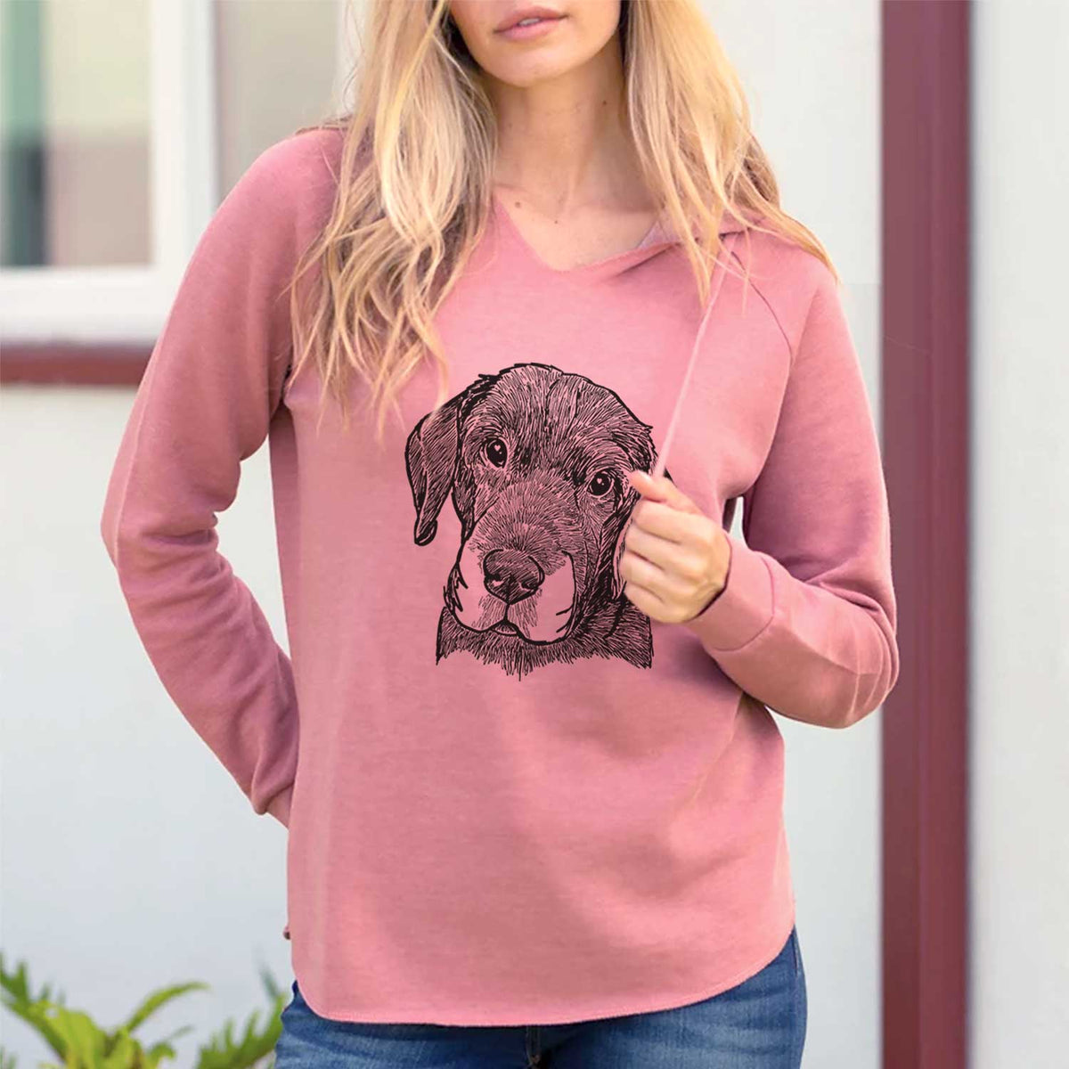 Doodled Finnegan the Shar Pei Beagle Mix - Cali Wave Hooded Sweatshirt