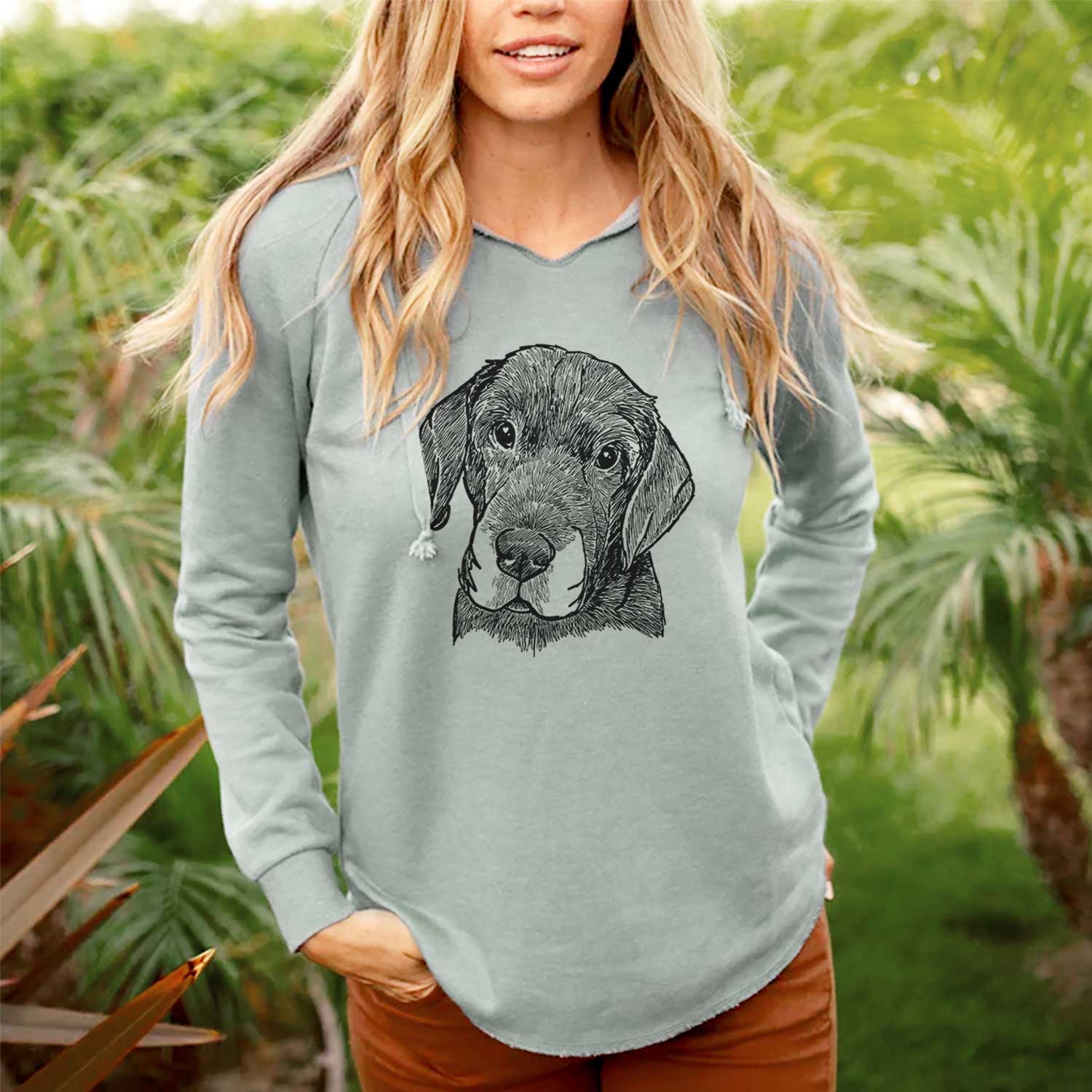 Doodled Finnegan the Shar Pei Beagle Mix - Cali Wave Hooded Sweatshirt