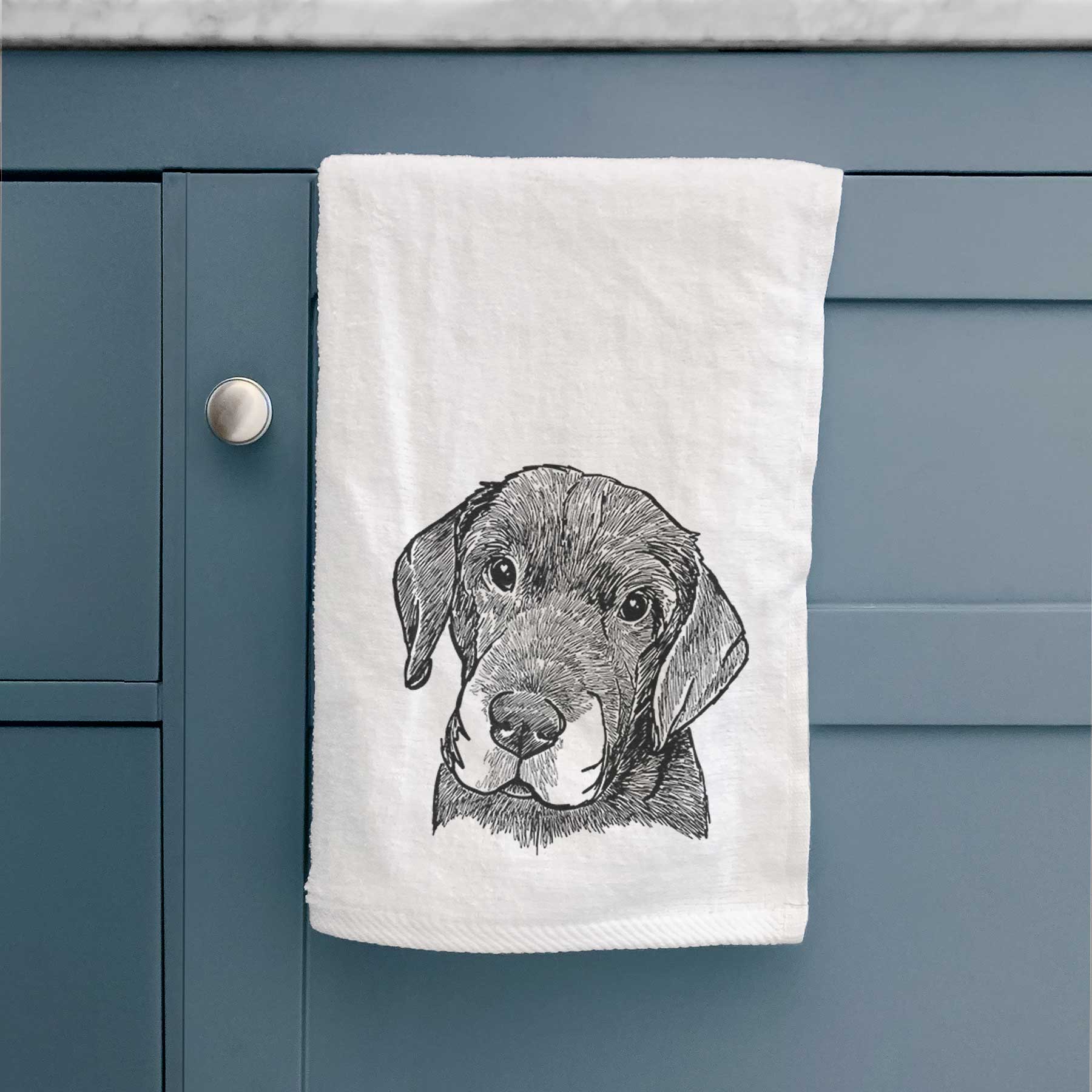 Doodled Finnegan the Shar Pei Beagle Mix Decorative Hand Towel