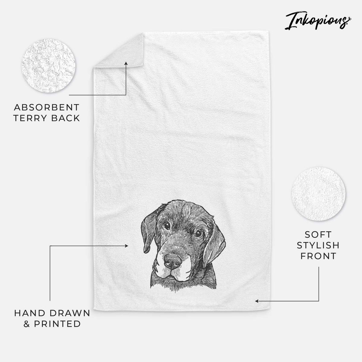 Doodled Finnegan the Shar Pei Beagle Mix Decorative Hand Towel