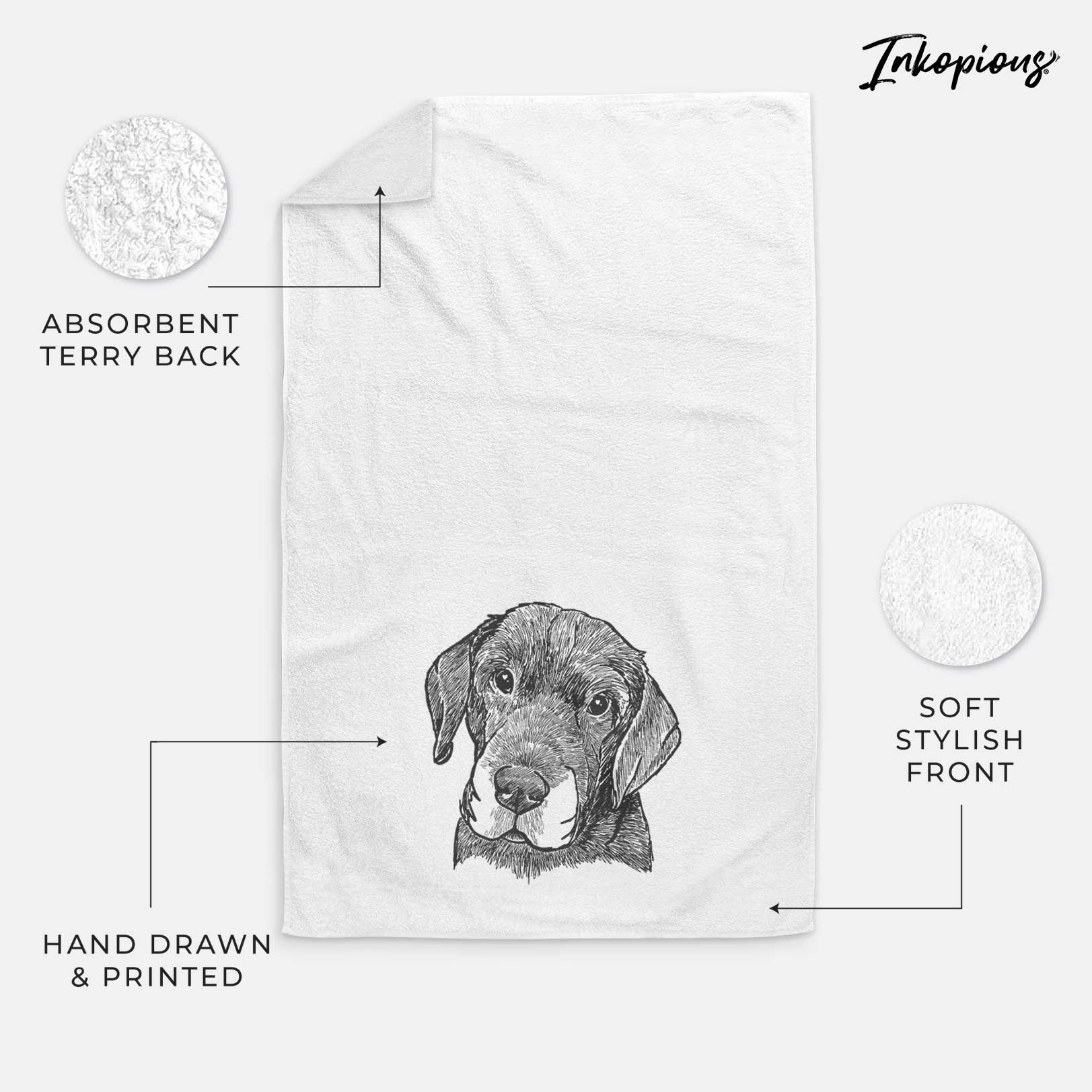 Doodled Finnegan the Shar Pei Beagle Mix Decorative Hand Towel