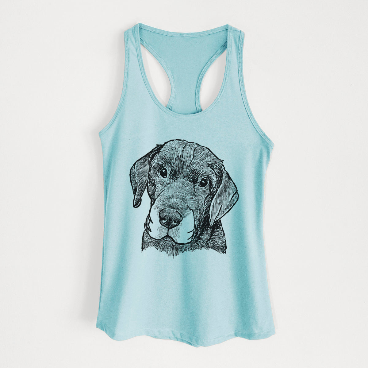 Doodled Finnegan the Shar Pei Beagle Mix - Women&#39;s Racerback Tanktop