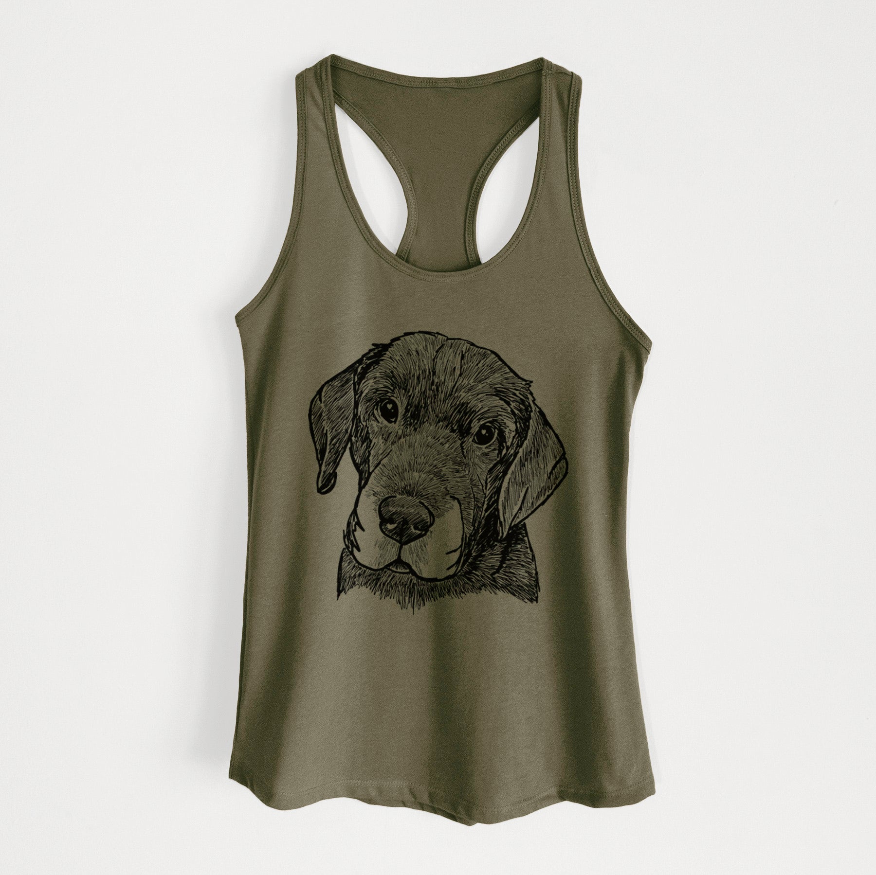 Doodled Finnegan the Shar Pei Beagle Mix - Women's Racerback Tanktop