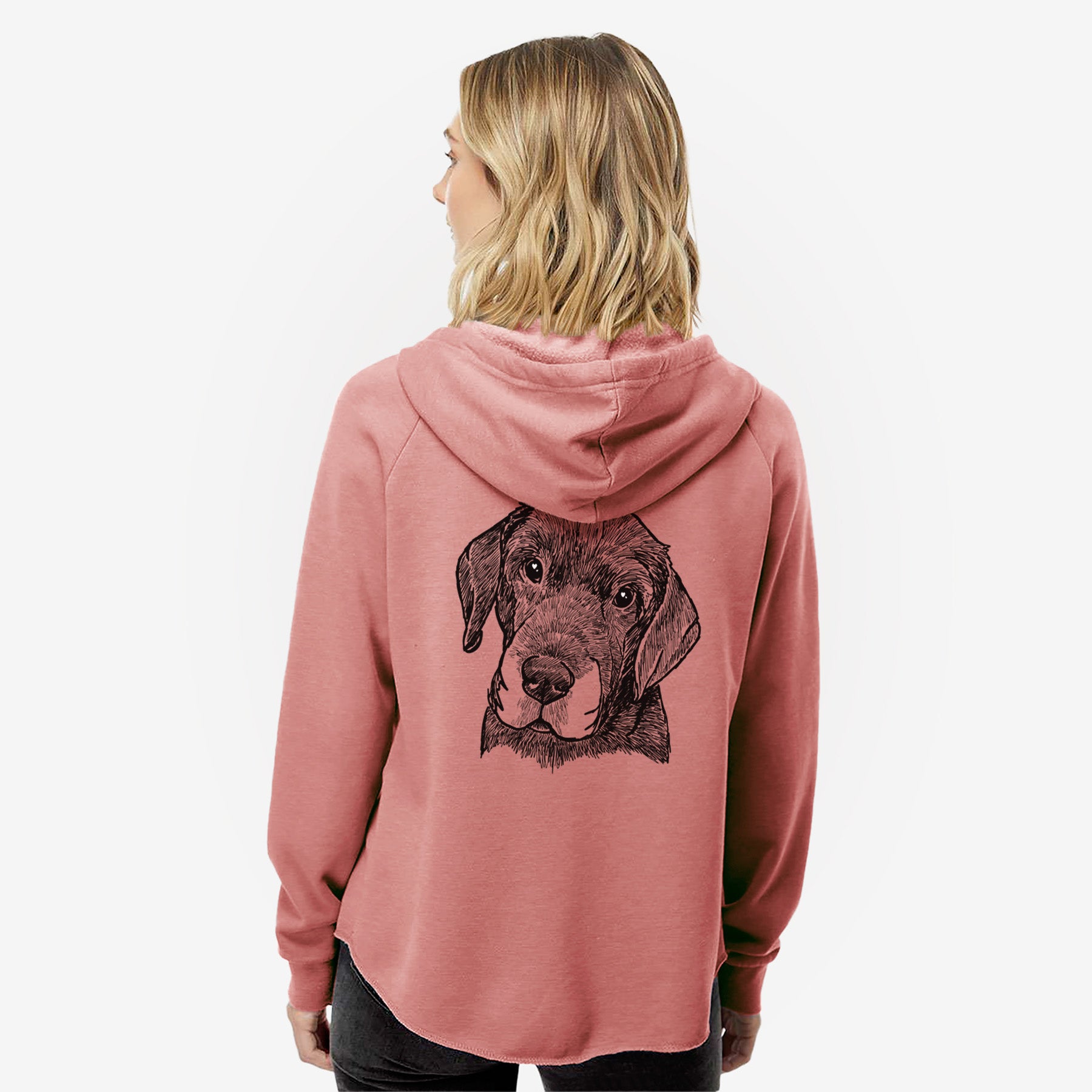 Doodled Finnegan the Shar Pei Beagle Mix - Women's Cali Wave Zip-Up Sweatshirt