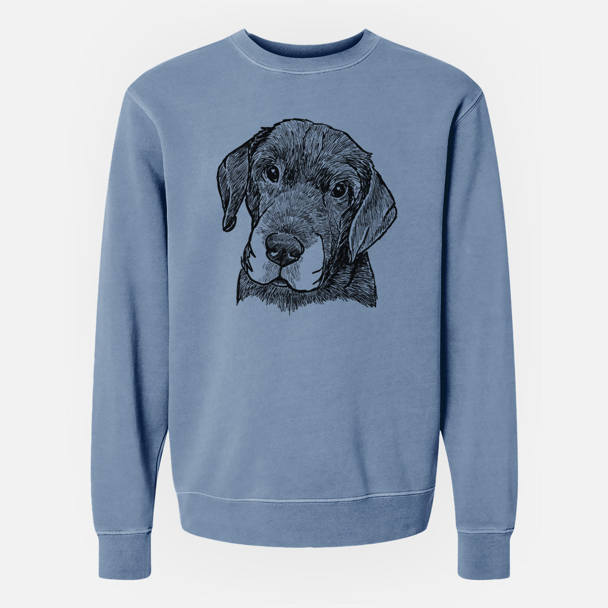 Doodled Finnegan the Shar Pei Beagle Mix - Unisex Pigment Dyed Crew Sweatshirt