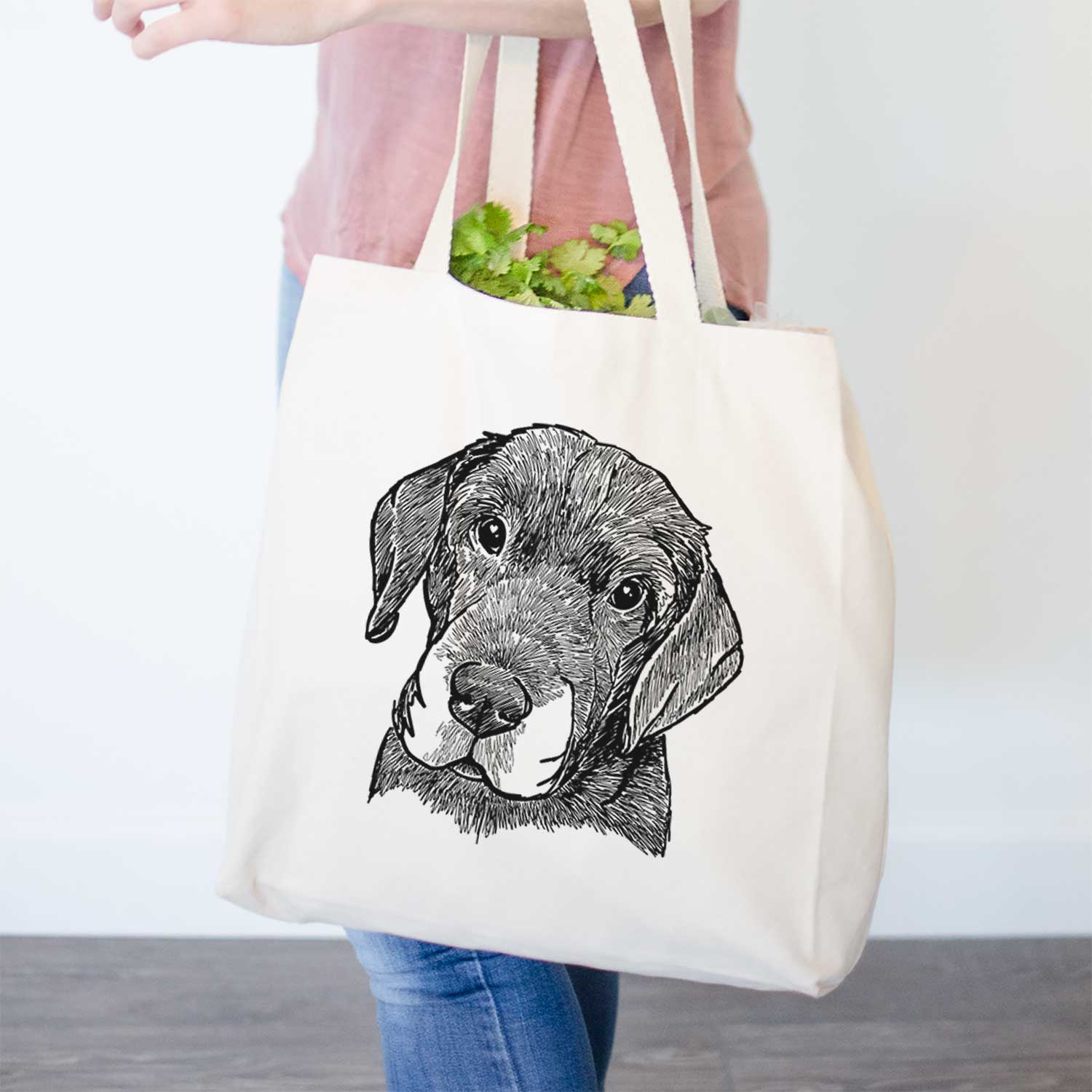 Doodled Finnegan the Shar Pei Beagle Mix - Tote Bag