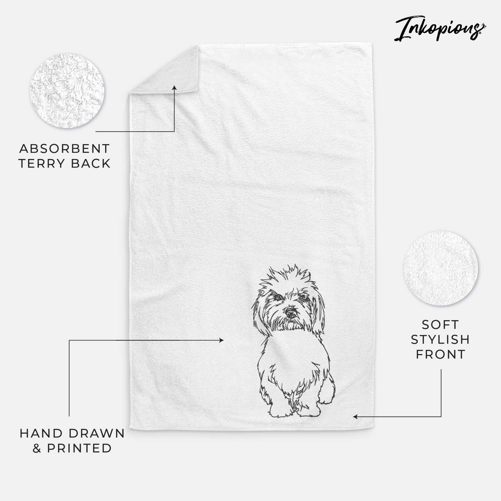 Doodled Fluffers the Coton de Tulear Decorative Hand Towel