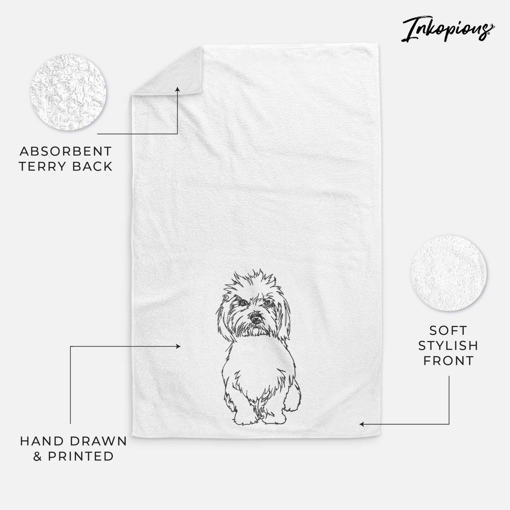 Doodled Fluffers the Coton de Tulear Decorative Hand Towel